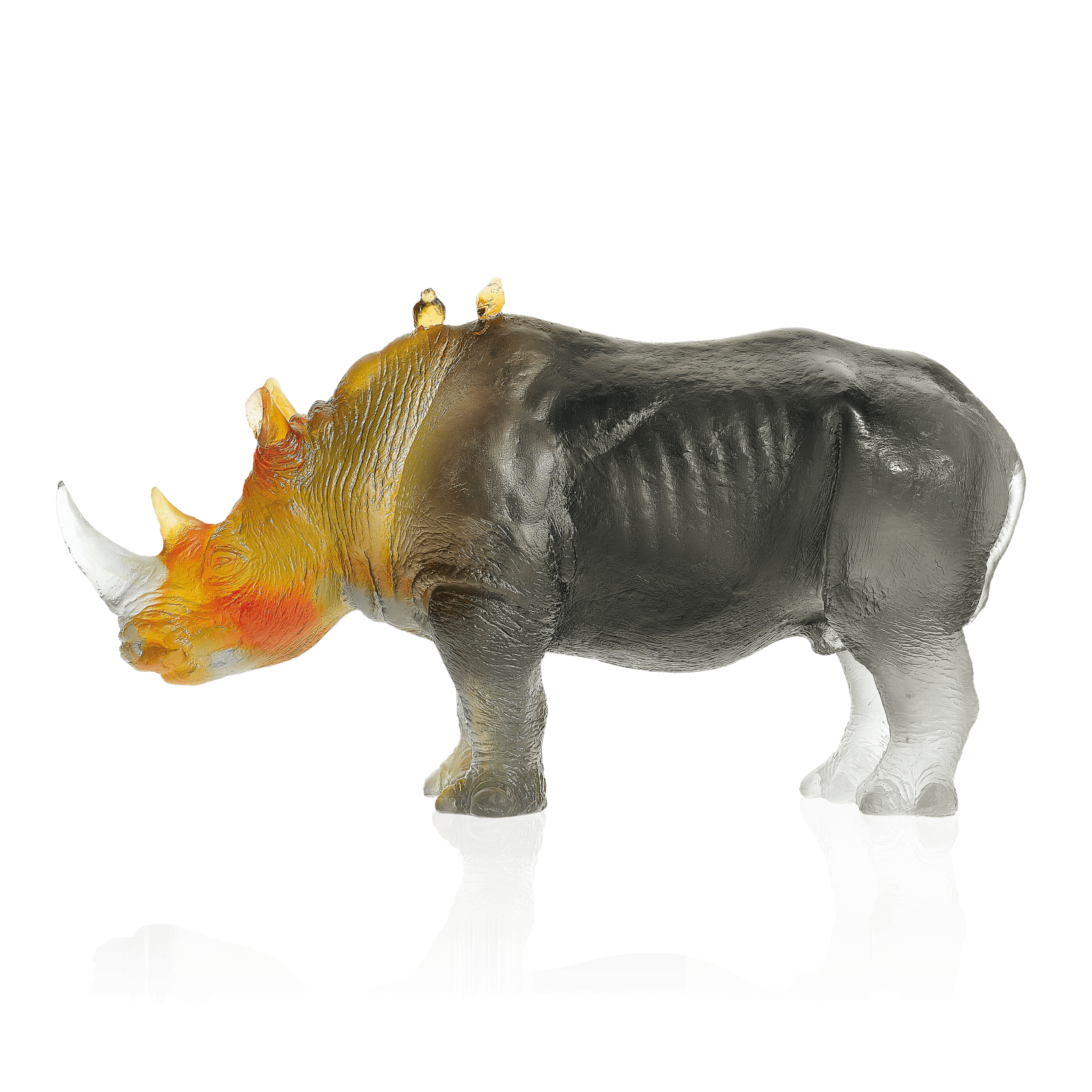Daum Rhinoceros Amber Grey By Jean-François Leroy 1000ex Sculpture