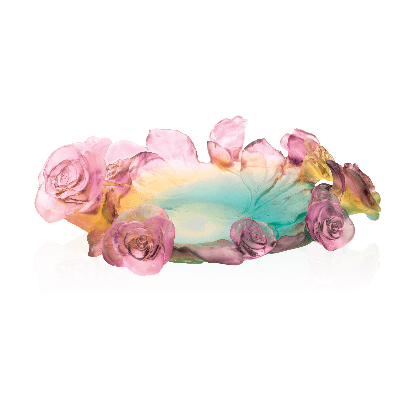 Daum Rose Passion Bowl Green and — pink