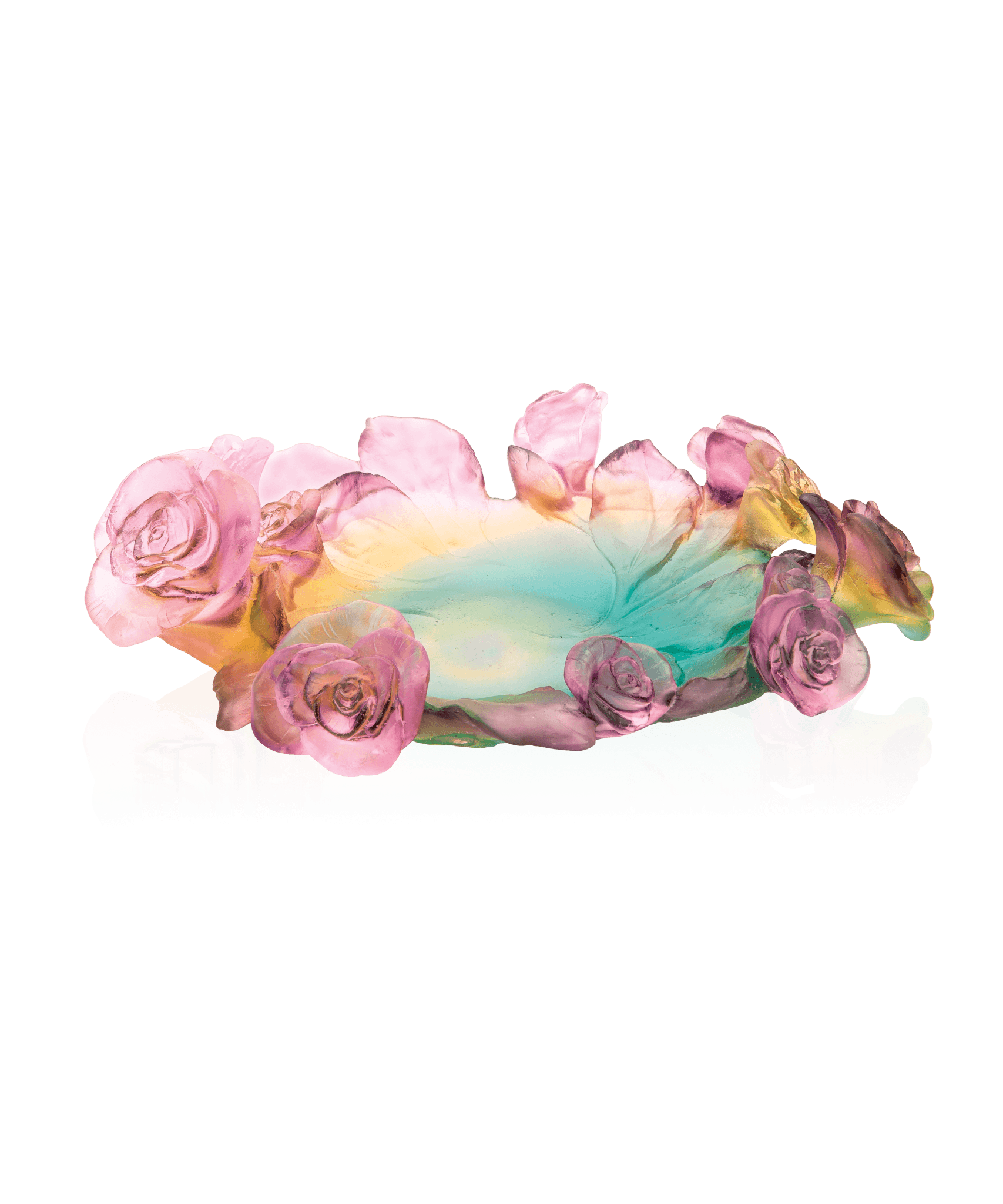 Daum Rose Passion Bowl Green and — pink