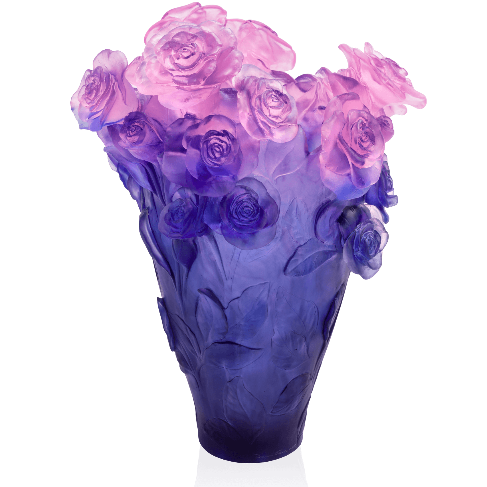 Daum Rose Passion Magnum Vase — Blue and pink 99ex