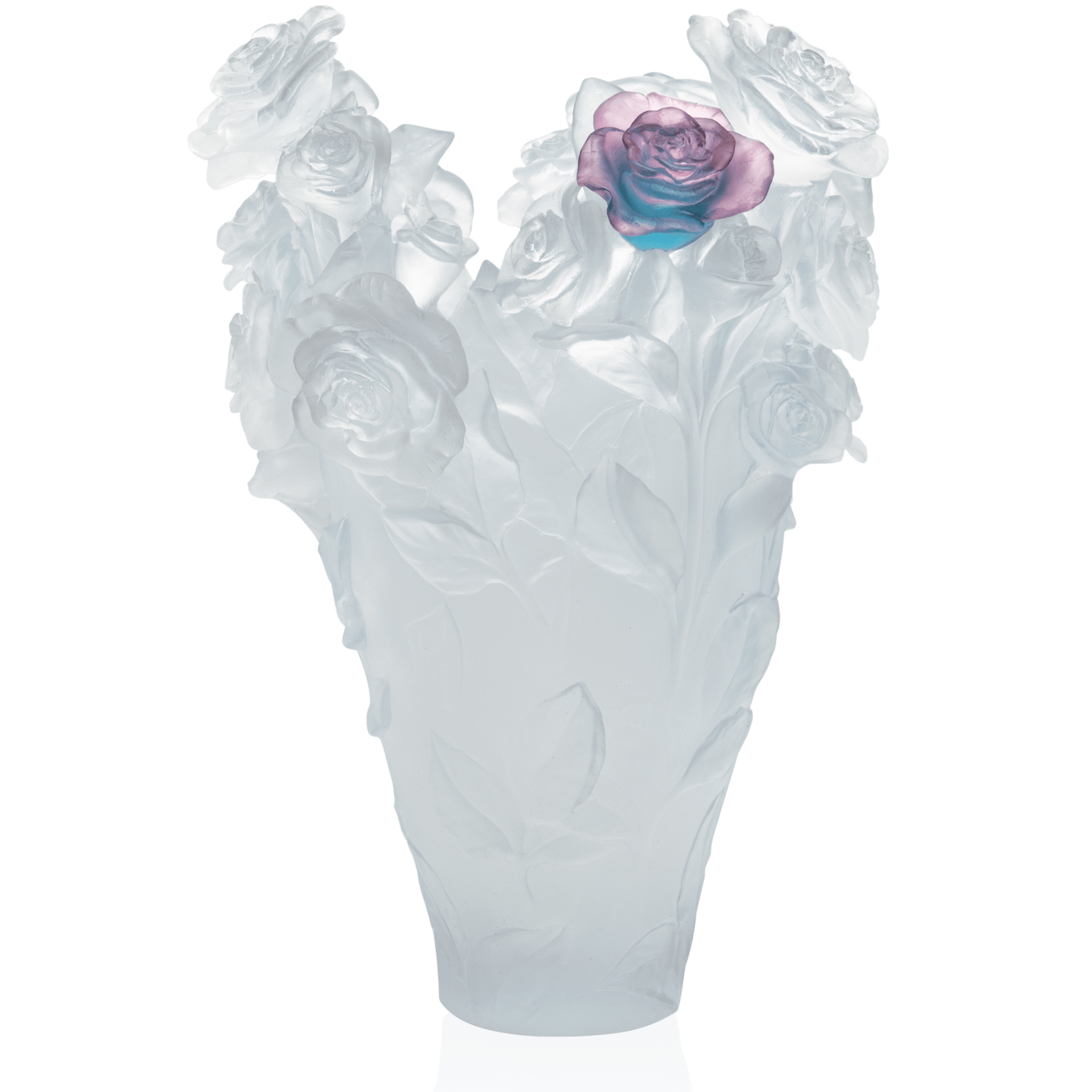Daum Rose Passion Magnum Vase — White green and pink flower 50ex