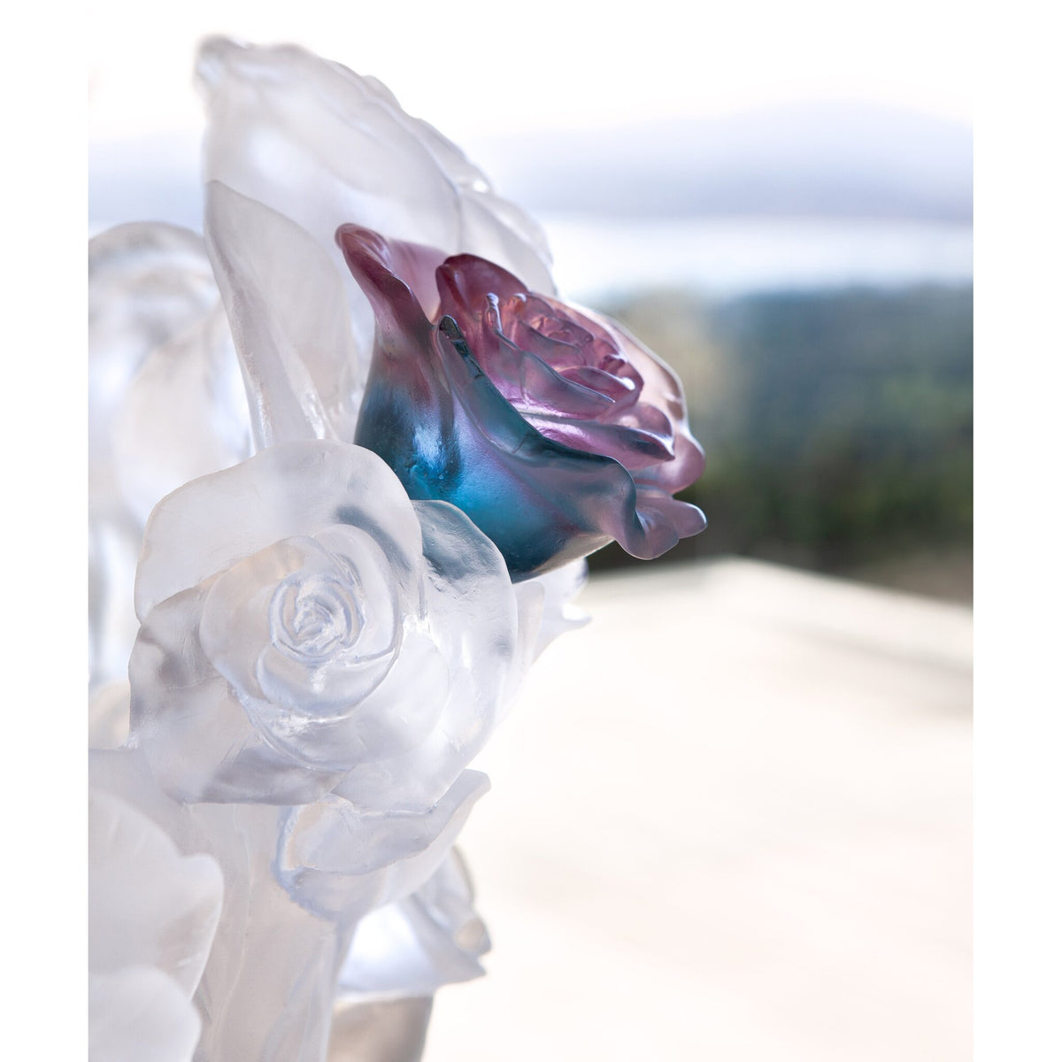 Daum Rose Passion Magnum Vase – White green and pink flower 50ex, alternate view