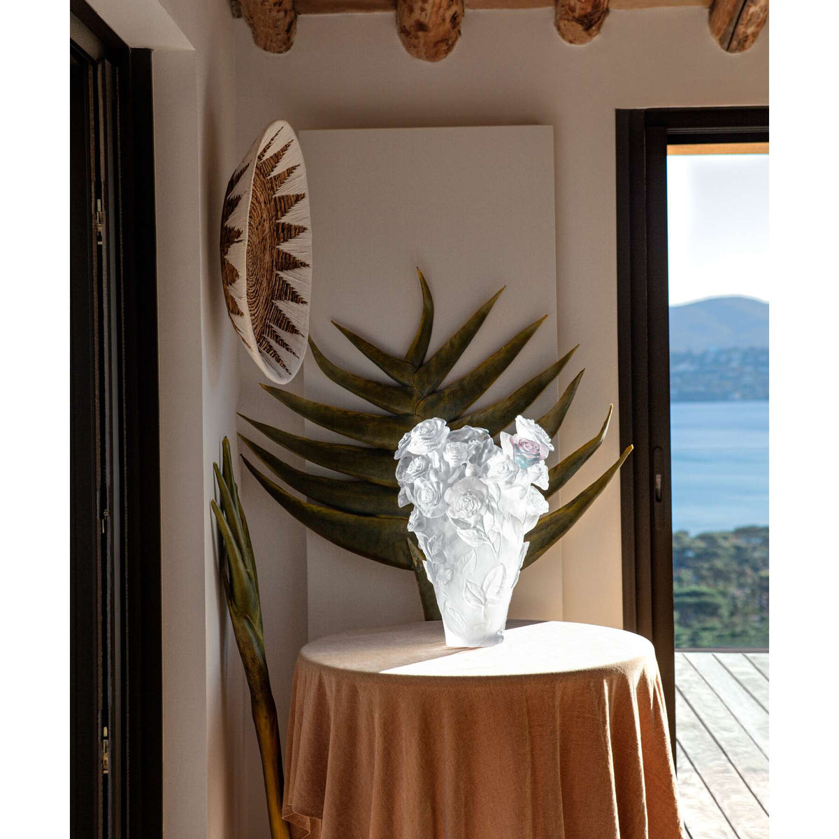 Daum Rose Passion Magnum Vase – White green and pink flower 50ex, alternate view
