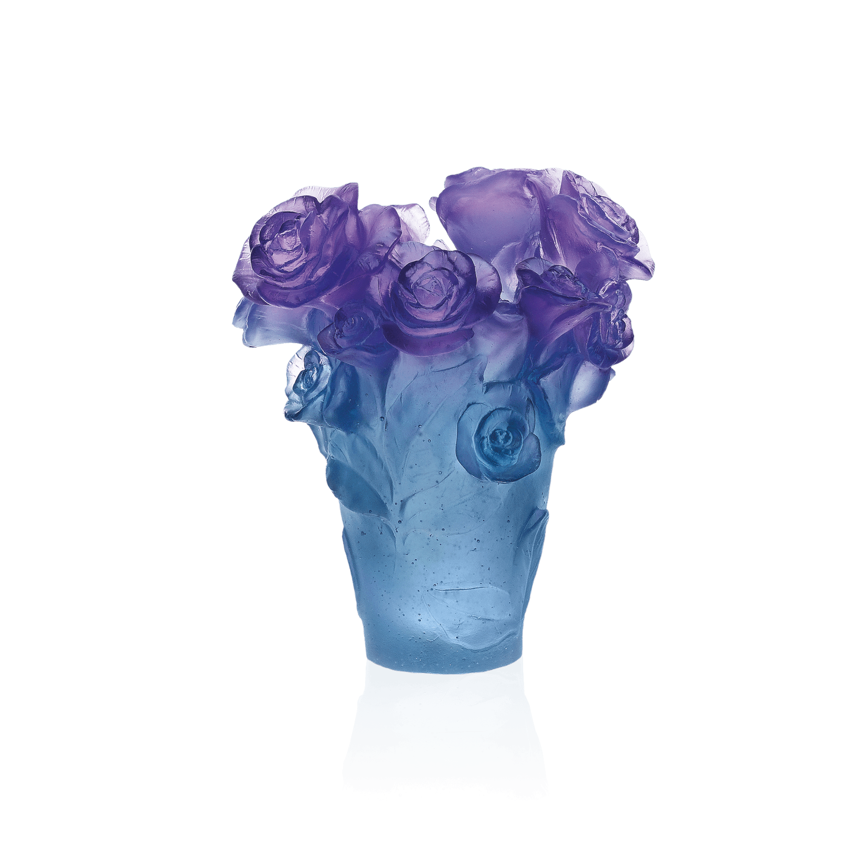 Daum Rose Passion Small Vase — Blue and purple