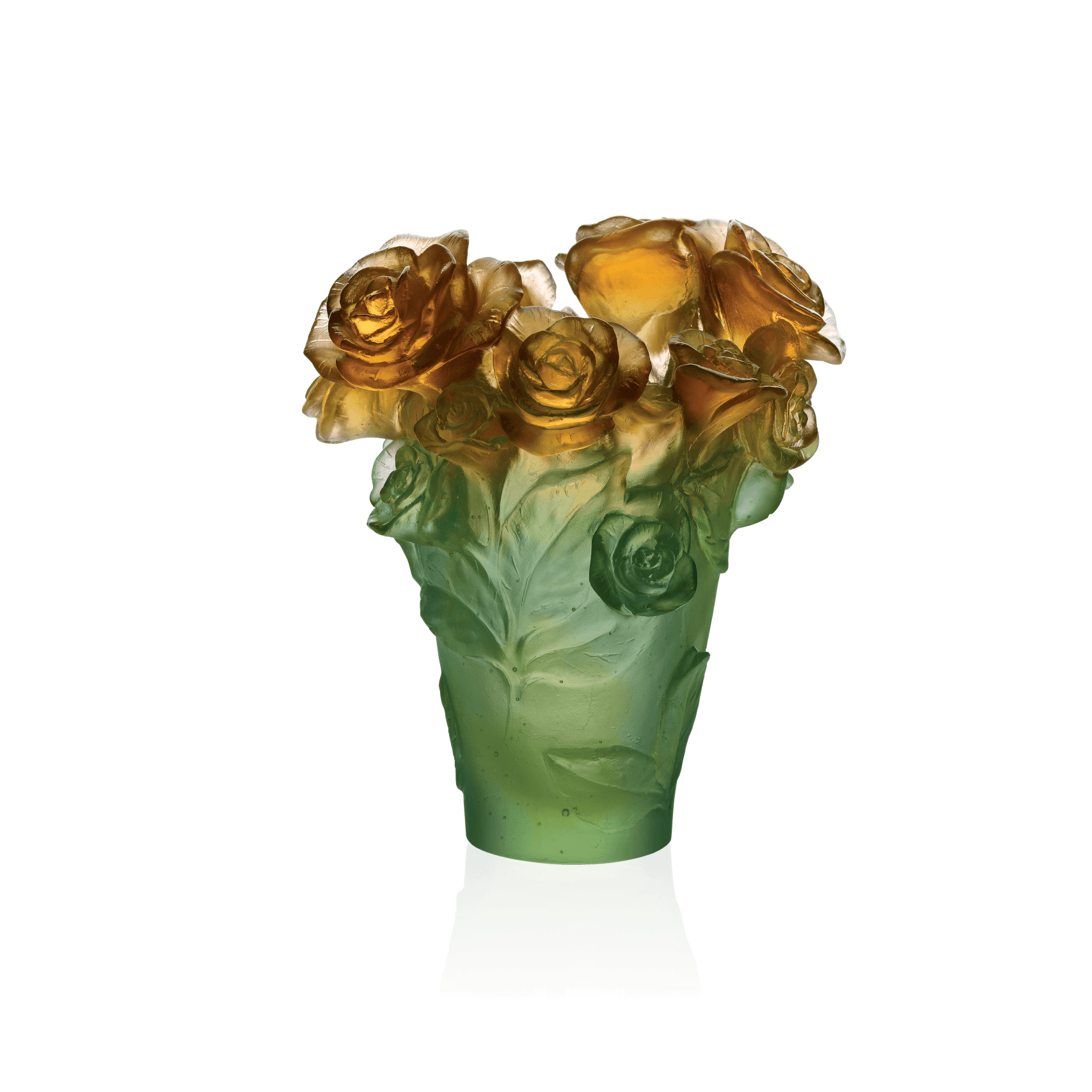 Daum Rose Passion Small Vase — Green and orange
