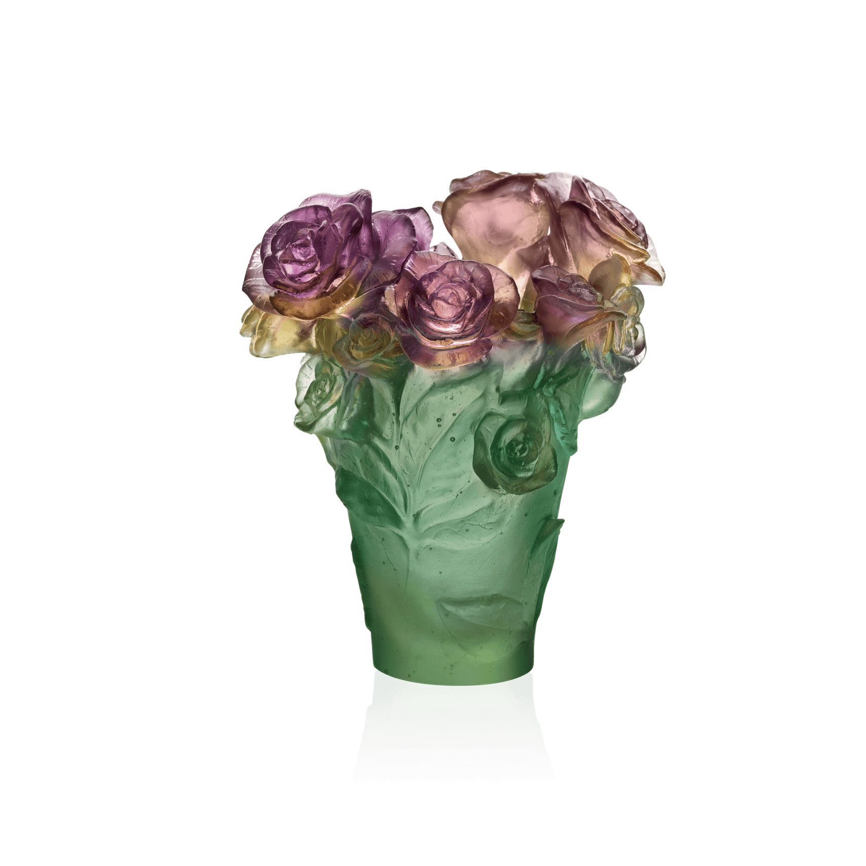 Daum Rose Passion Small Vase — Green and pink