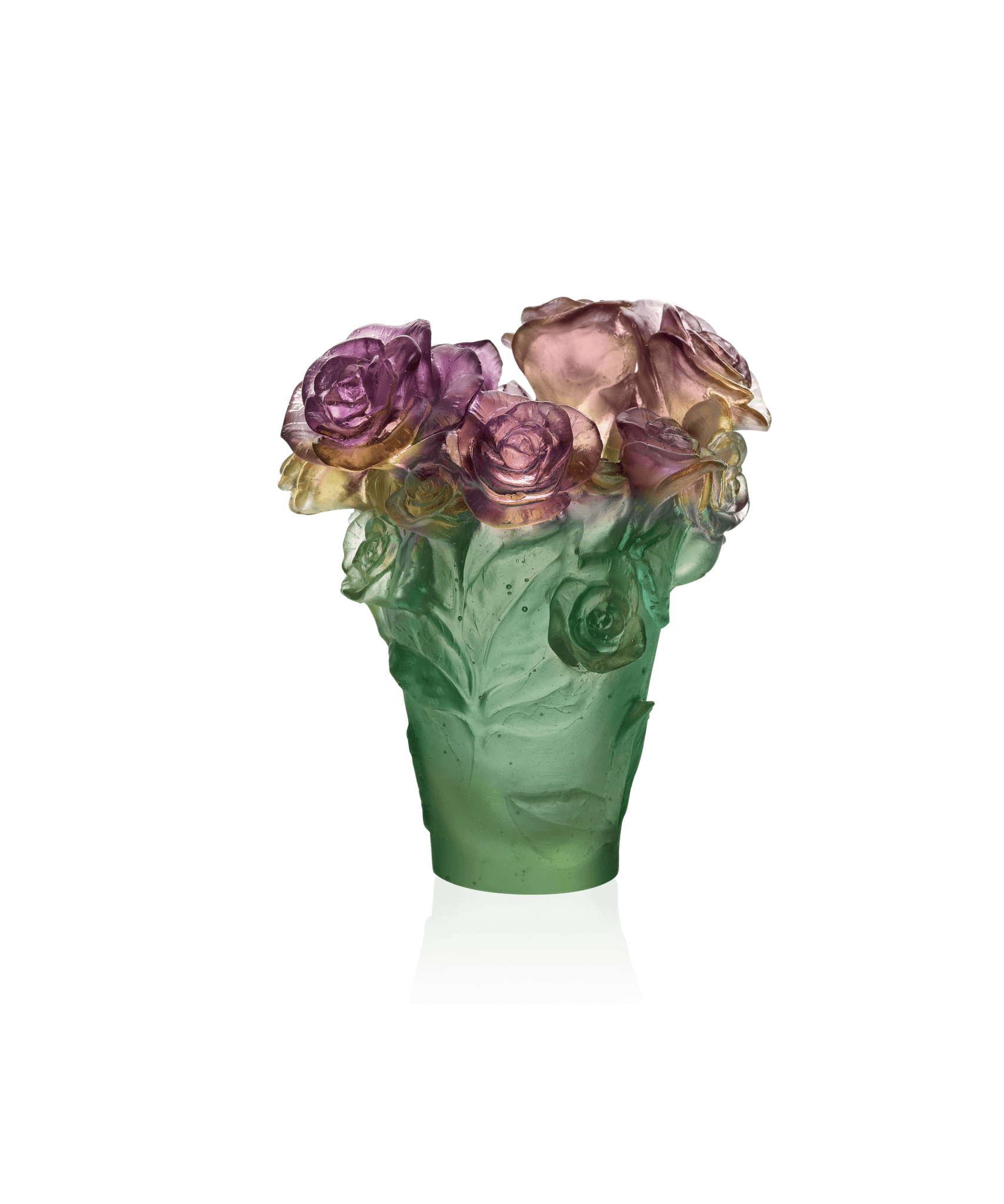 Daum Rose Passion Small Vase — Green and pink