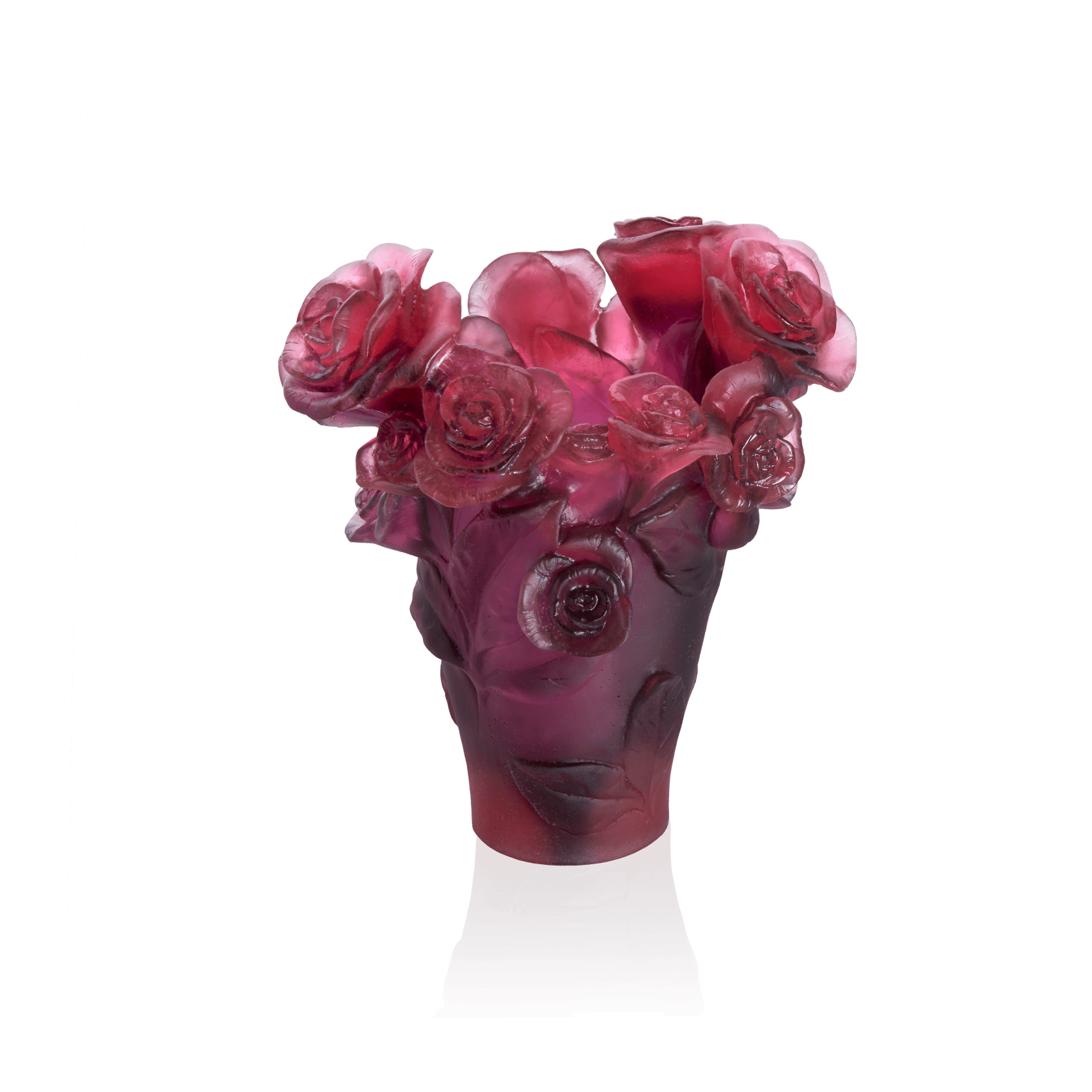 Daum Rose Passion Small Vase — Red and purple