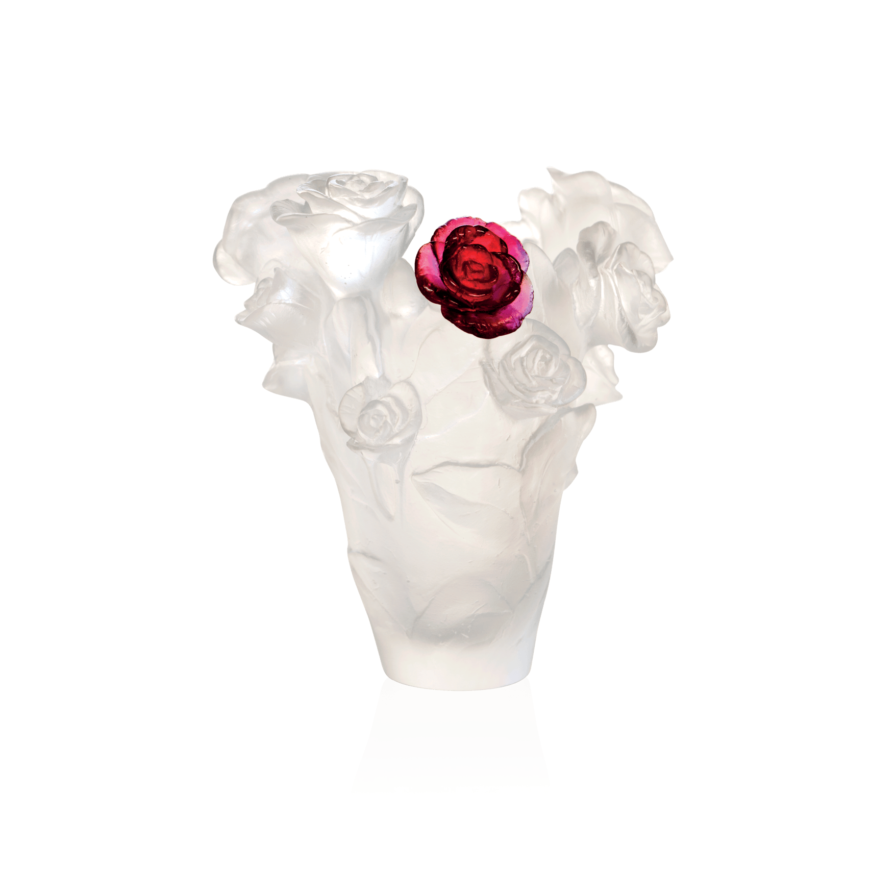 Daum Rose Passion Small Vase — White red flower