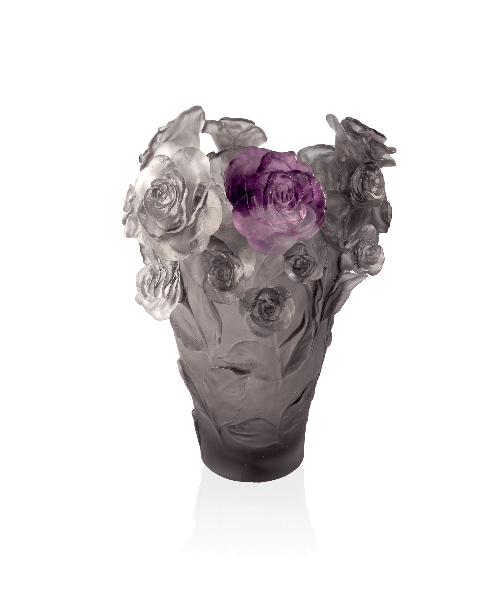Daum Rose Passion Vase Flower β Grey purple 500ex