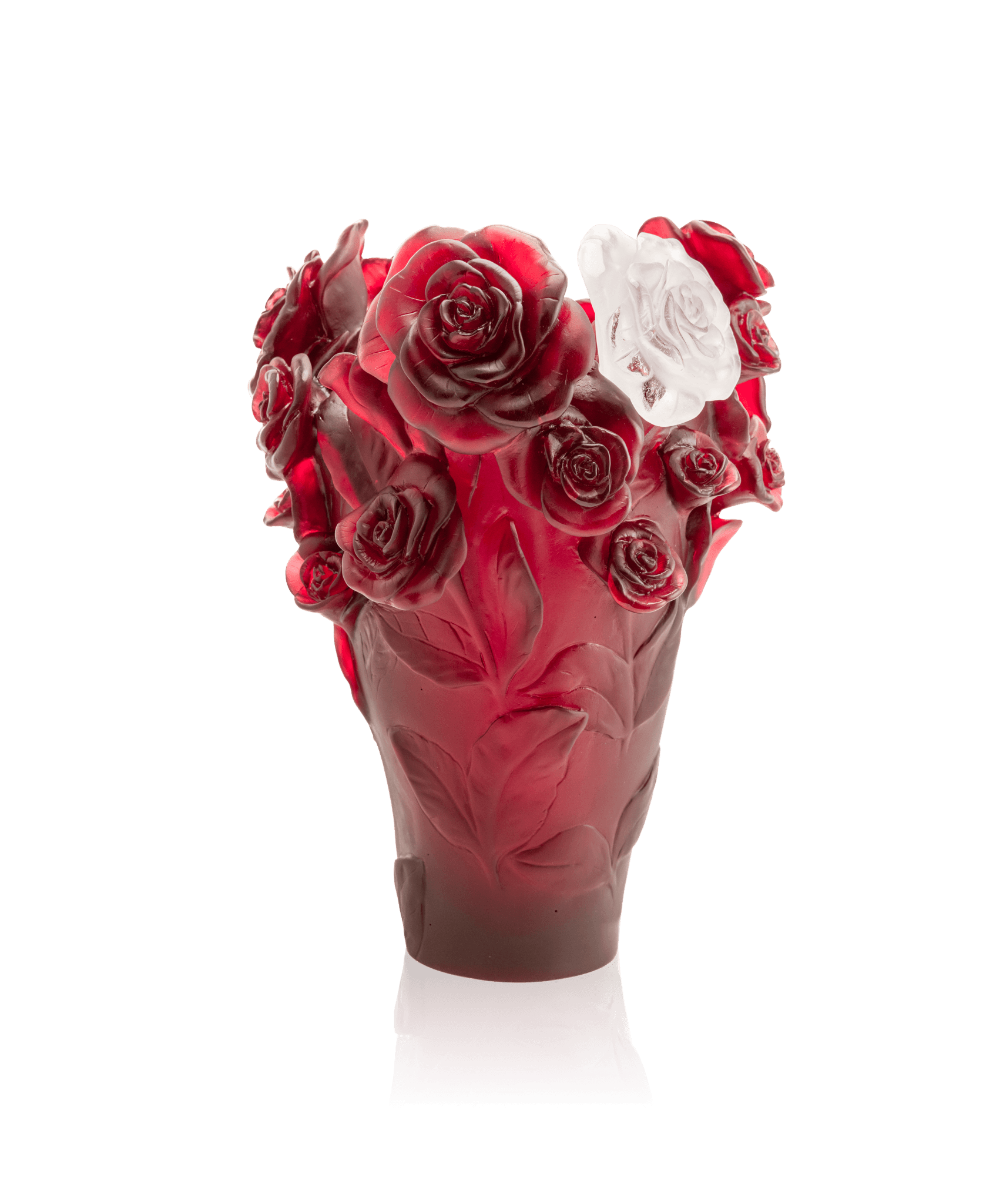 Daum Rose Passion Vase Flower β Red white 375ex