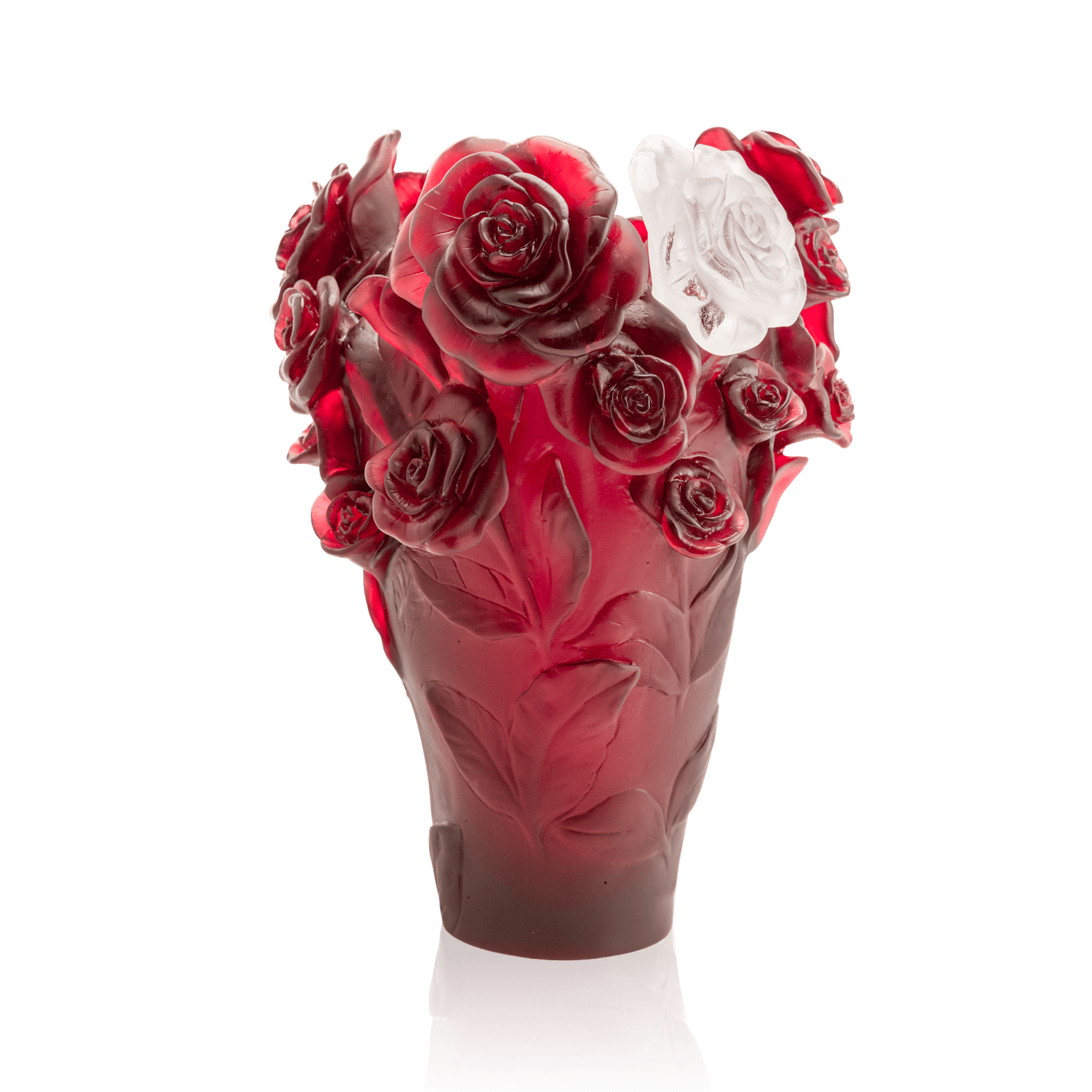 Daum Rose Passion Vase Flower — Red white 375ex