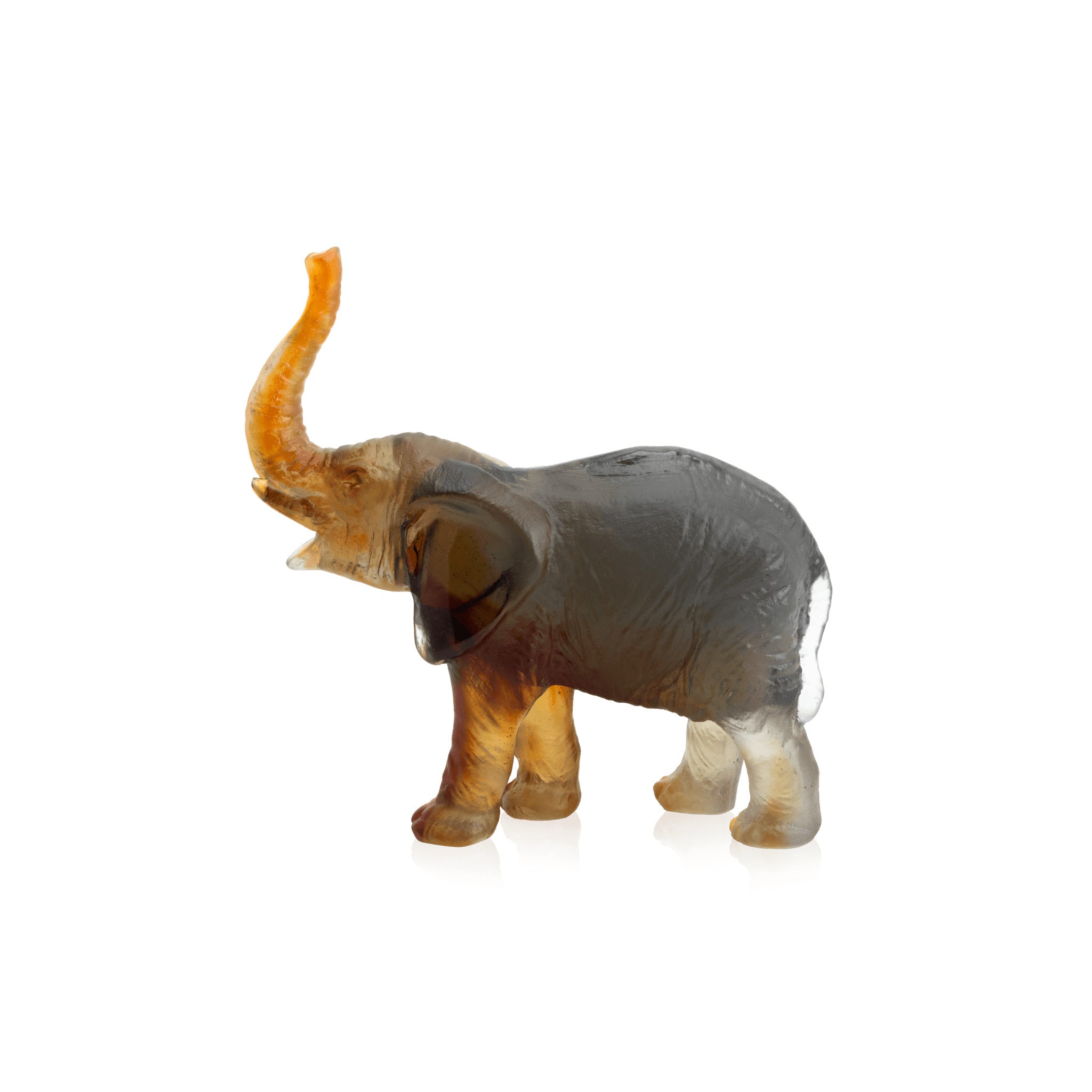 Daum Small Elephant By Jean François Leroy Sculpture — Green and amber