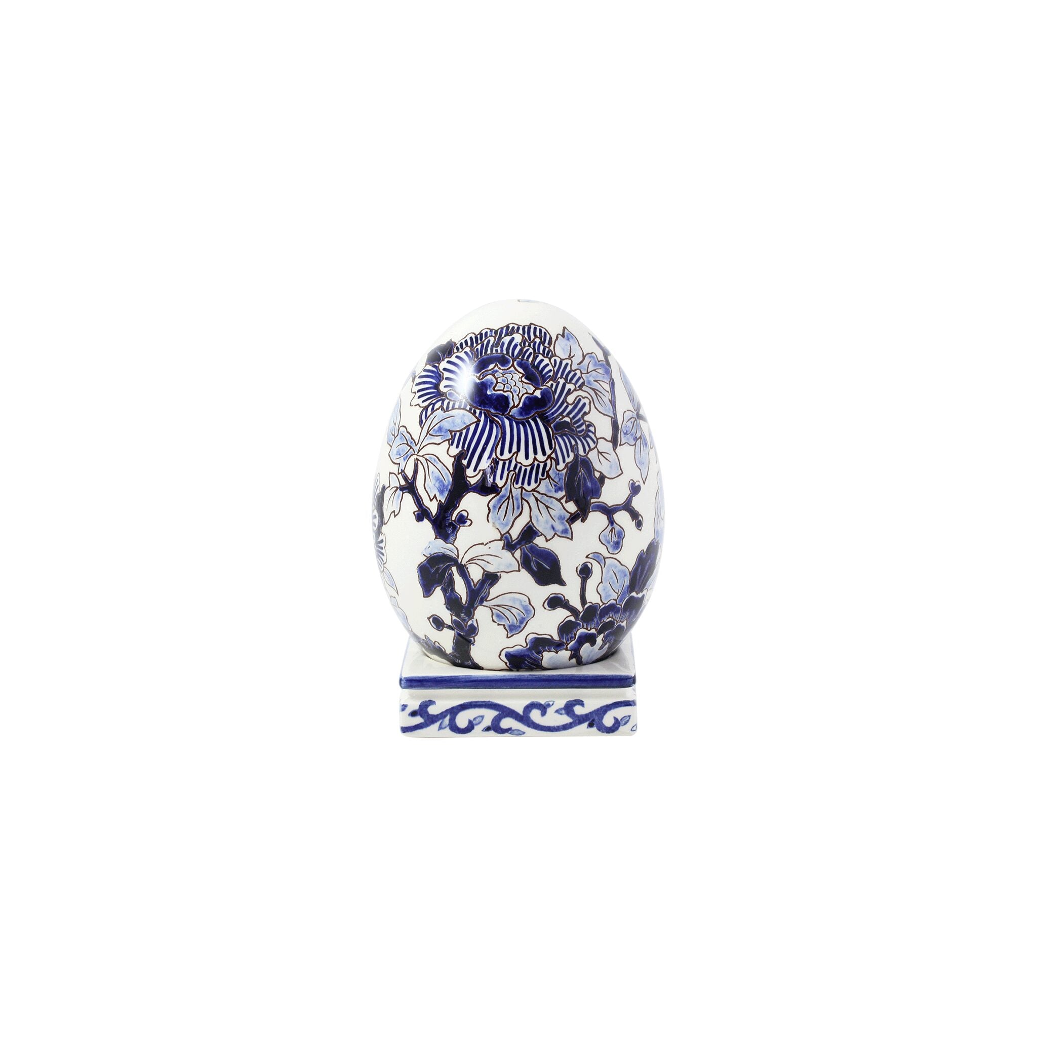 Gien Egg on Stand - Pivoines Bleues Decorative Box