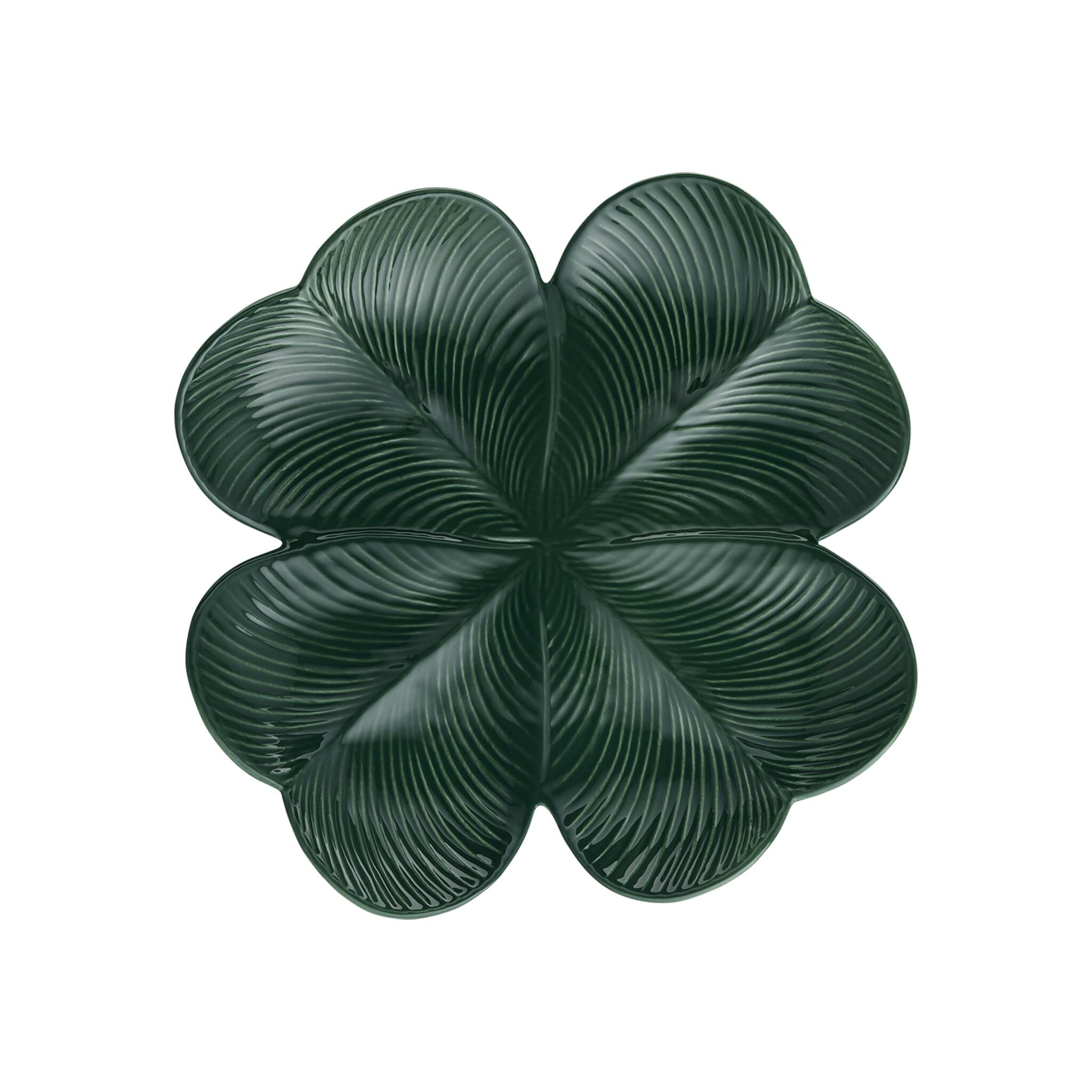 Gien Emerald Green Clover Centerpiece - Jour De Chance Centerpiece Serving Bowl