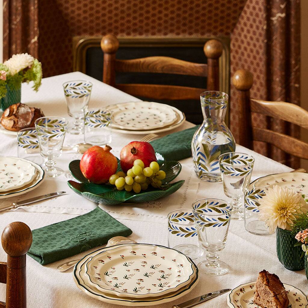 Gien Emerald Green Clover Centerpiece - Jour De Chance Centerpiece Serving Bowl, alternate view