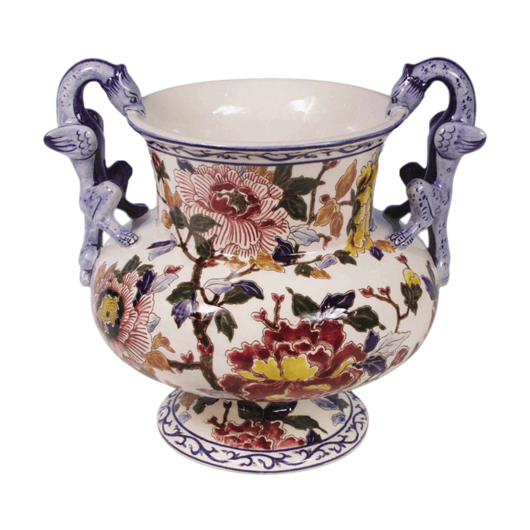 Gien Faenza Vase Dragon - Pivoines