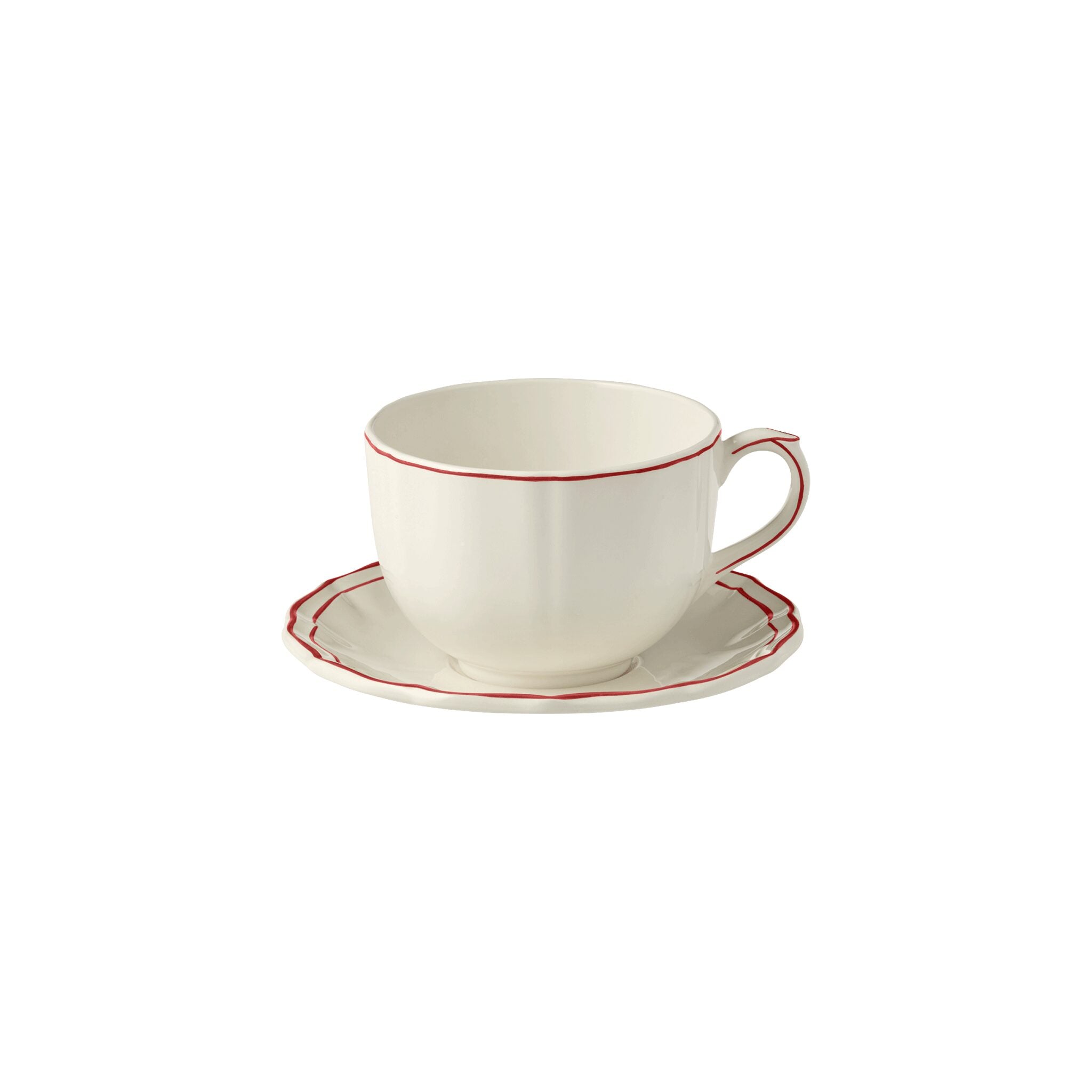 Gien Jumbo Cup & Saucer - Filet Red Cup & Saucer Set