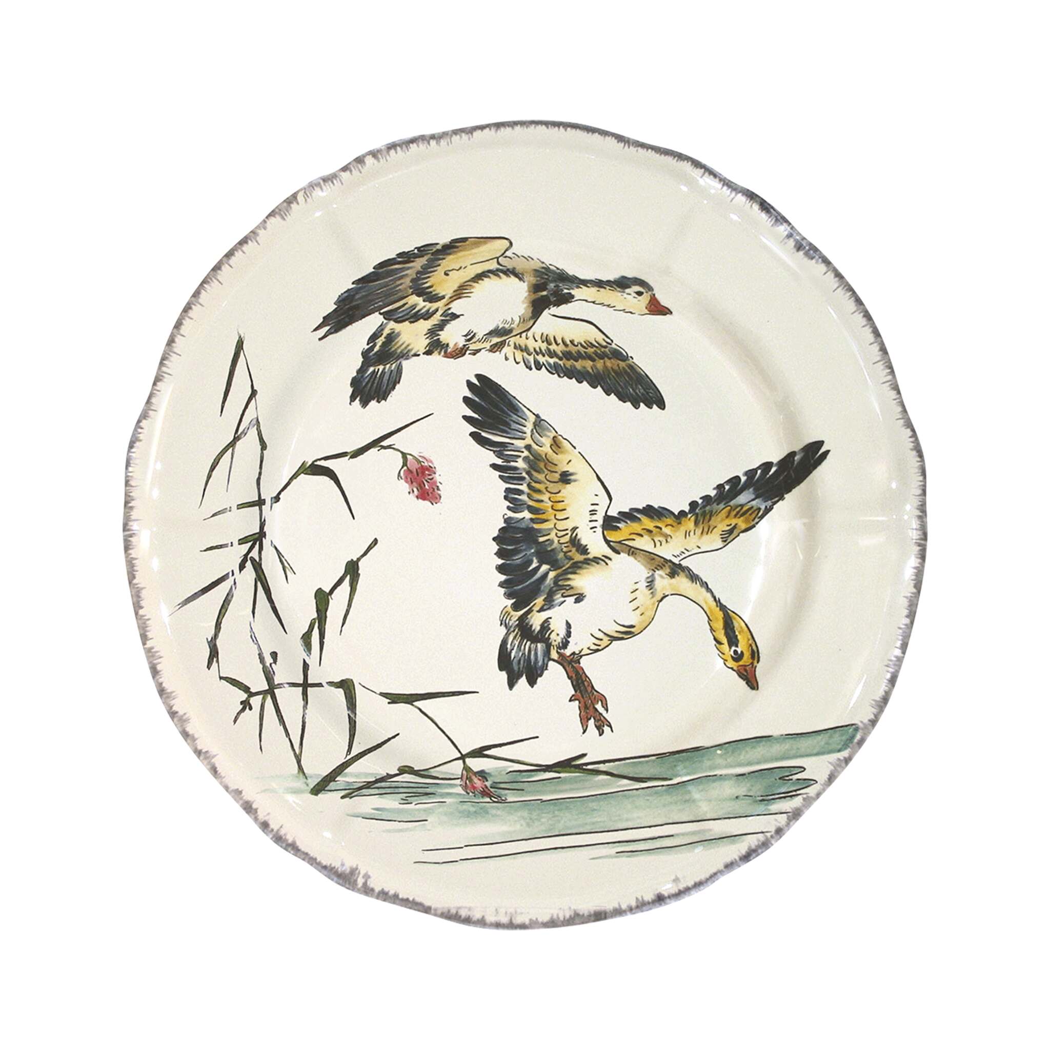 Gien Luncheon Plate Greylag Geese in Flight - Grands Oiseaux