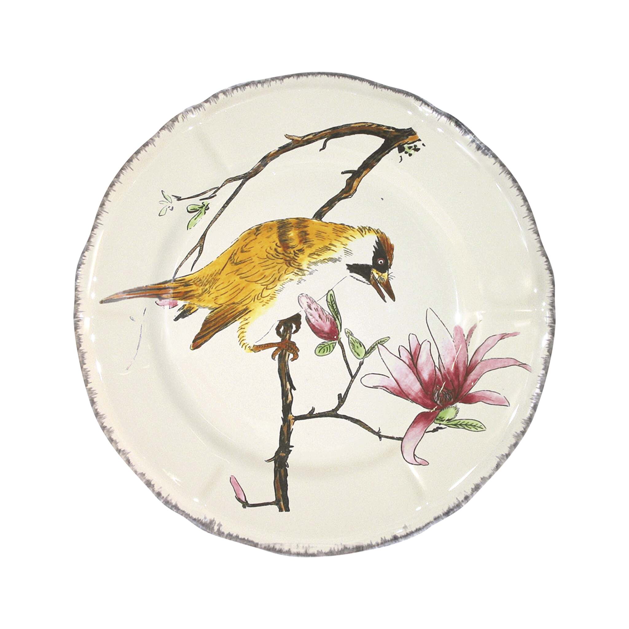 Gien Luncheon Plate Woodpecker - Grands Oiseaux