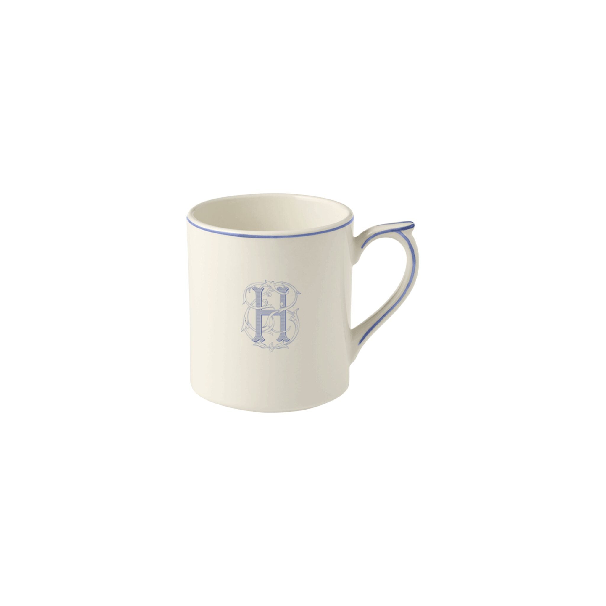 Gien Mug H - Filet Blue Monogram