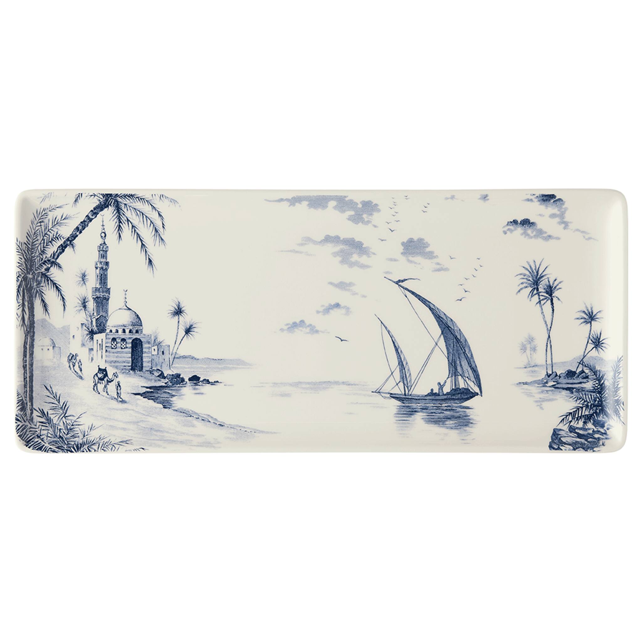 Gien Oblong Serving Tray - Les Dépareillées Blue