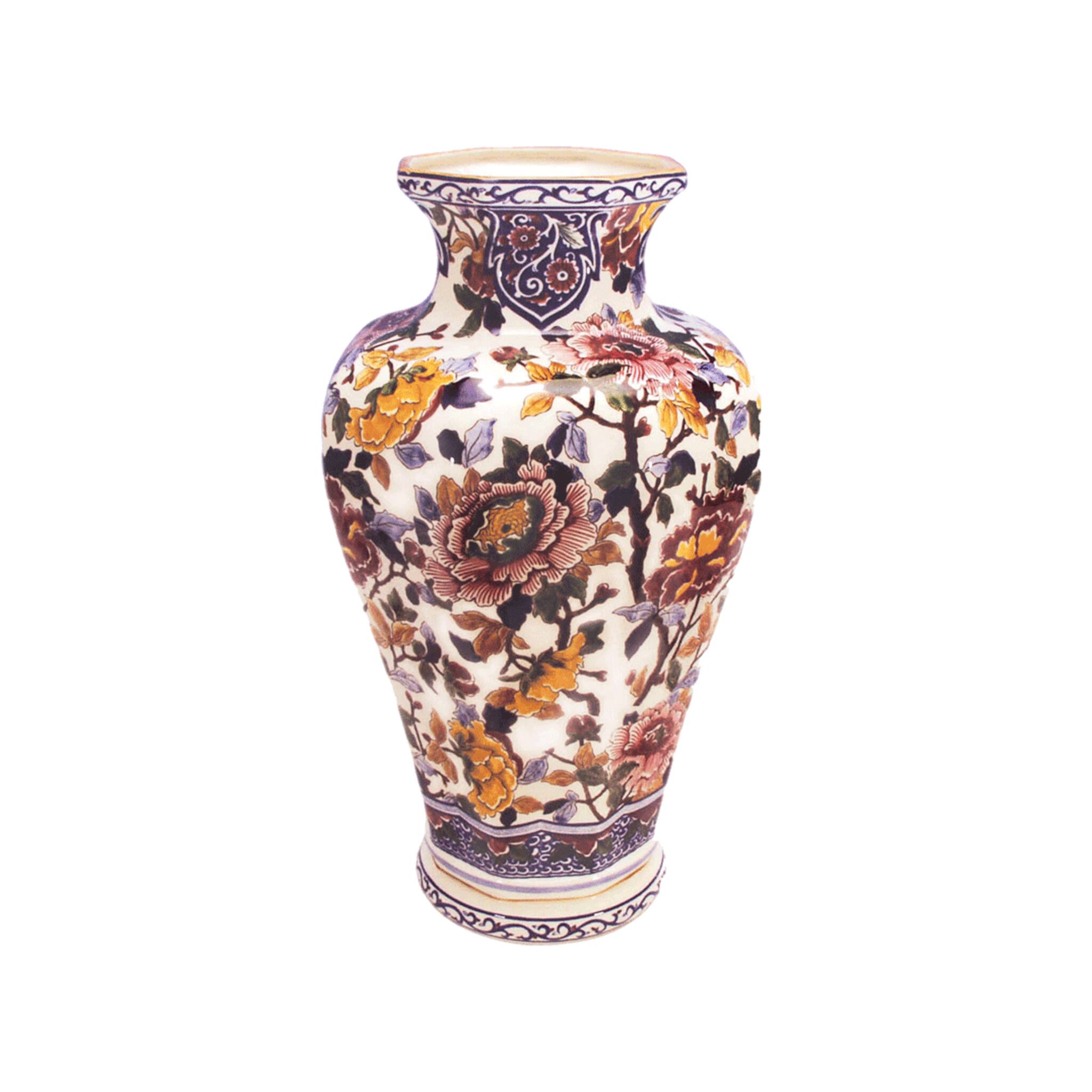 Gien Octagonal Vase - Pivoines