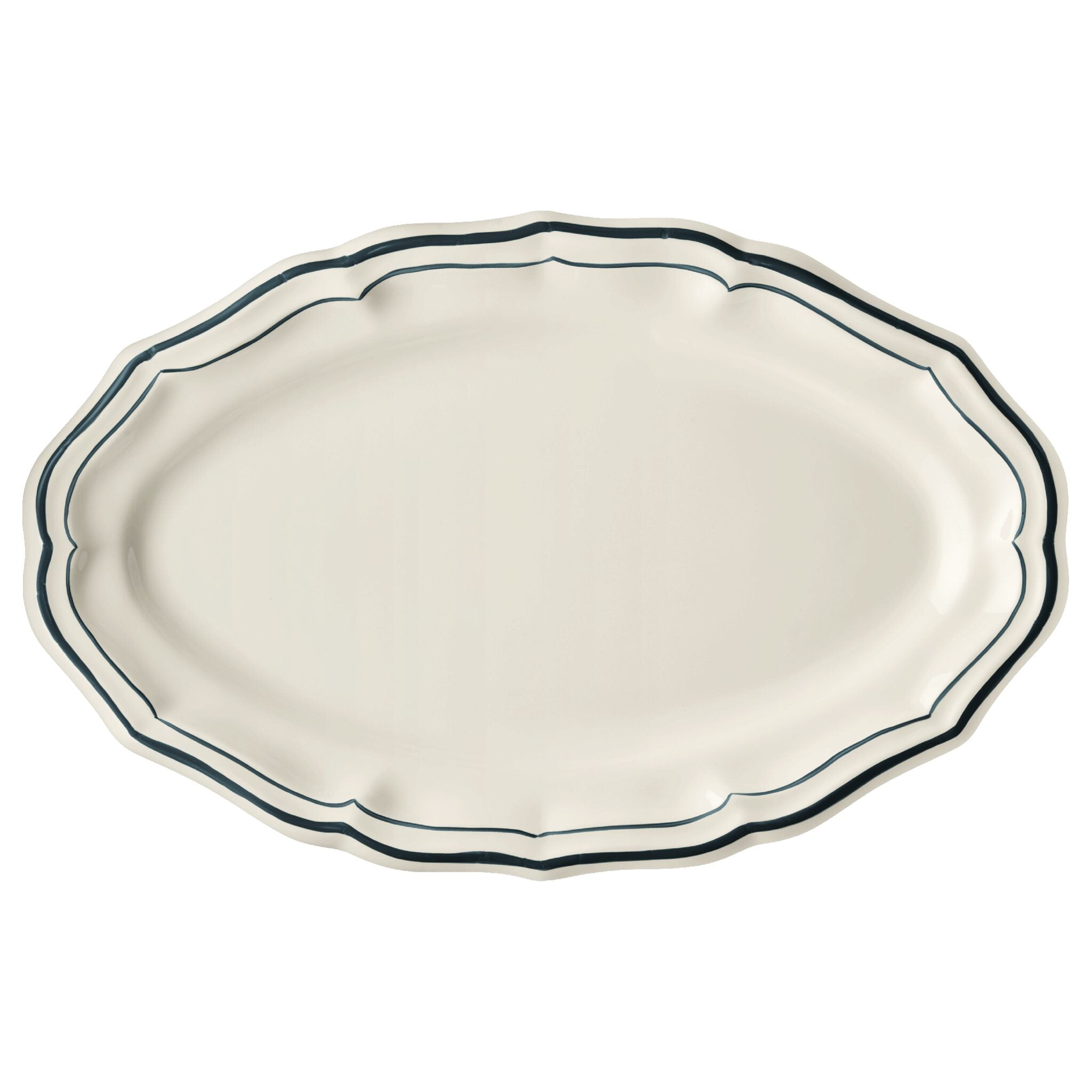 Gien Oval Platter - Filet Ocean Blue