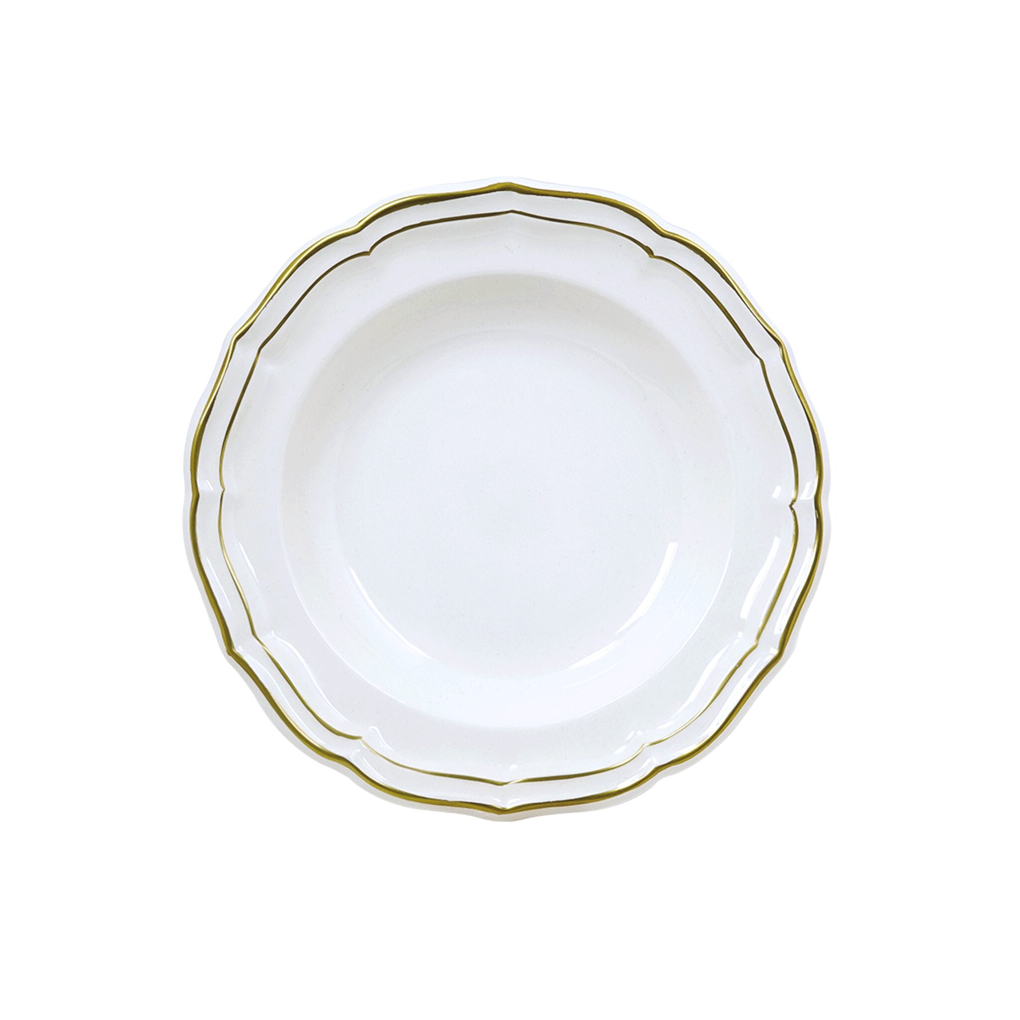 Gien Rim Soup - Filet Gold Soup Plates & Rimmed Soup Bowl