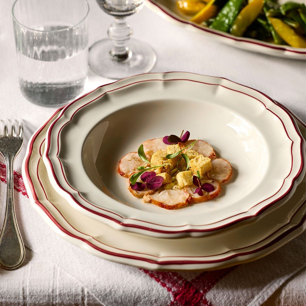 Gien Round Deep Dish - Filet Burgundy Serving Bowl, alternate view