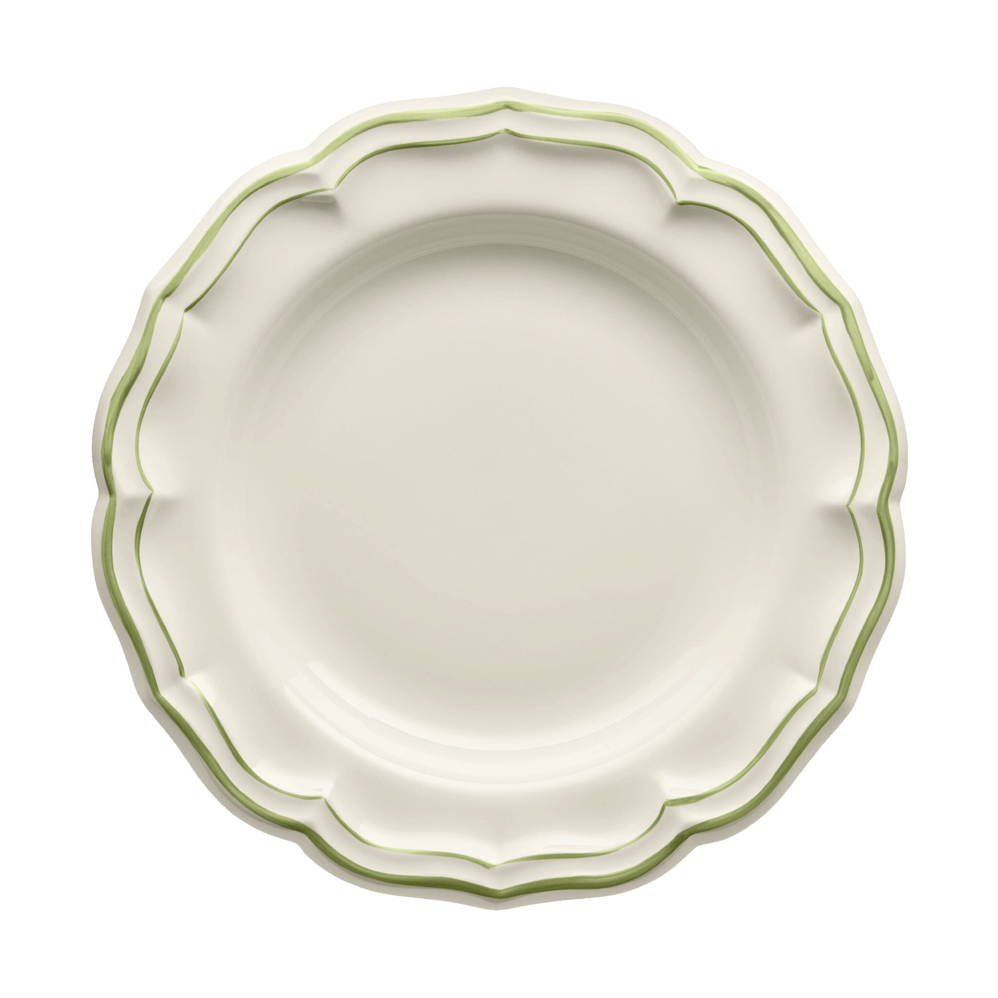 Gien Round Deep Dish - Filet Green Serving Bowl