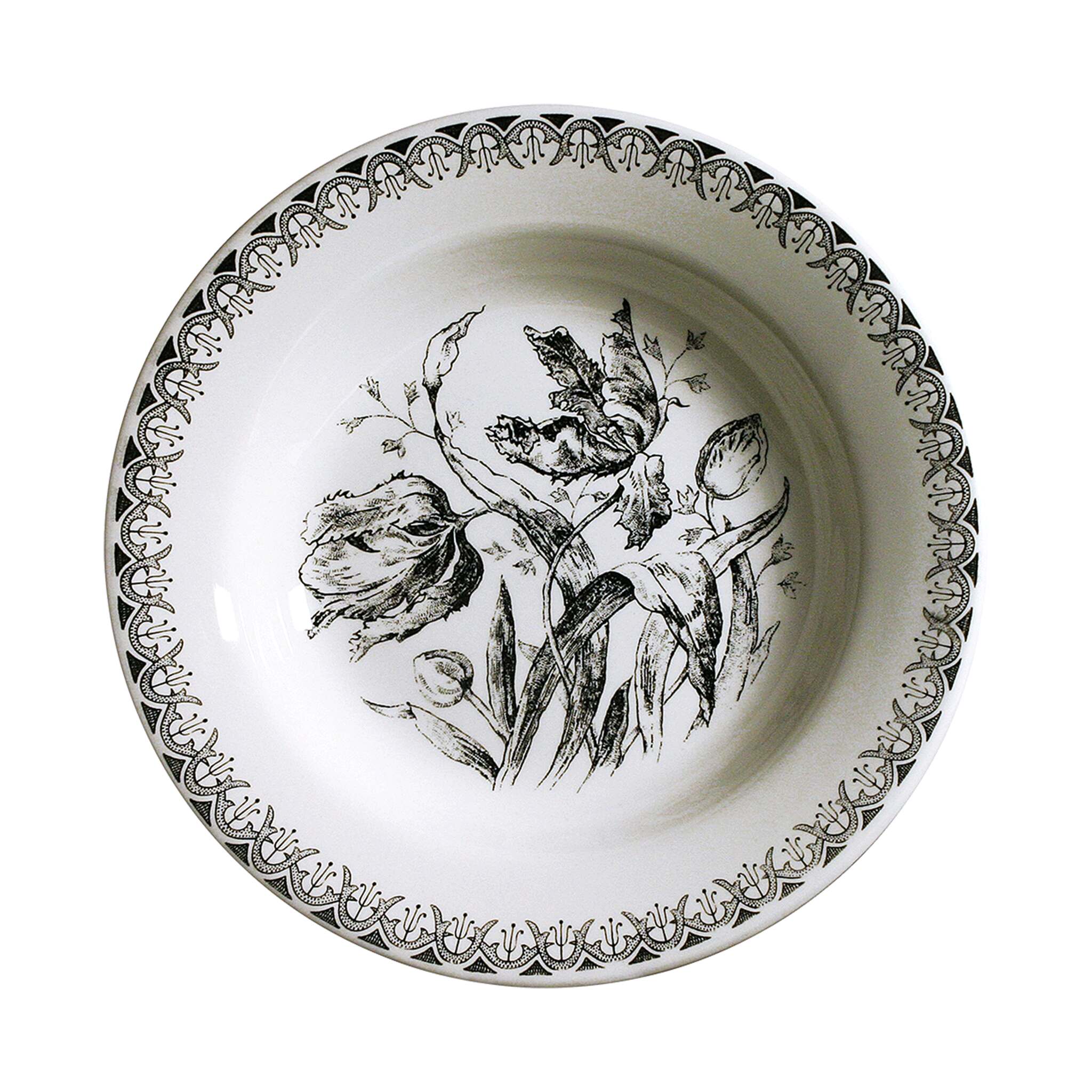Gien Round Deep Dish - Tulipes Serving Bowl