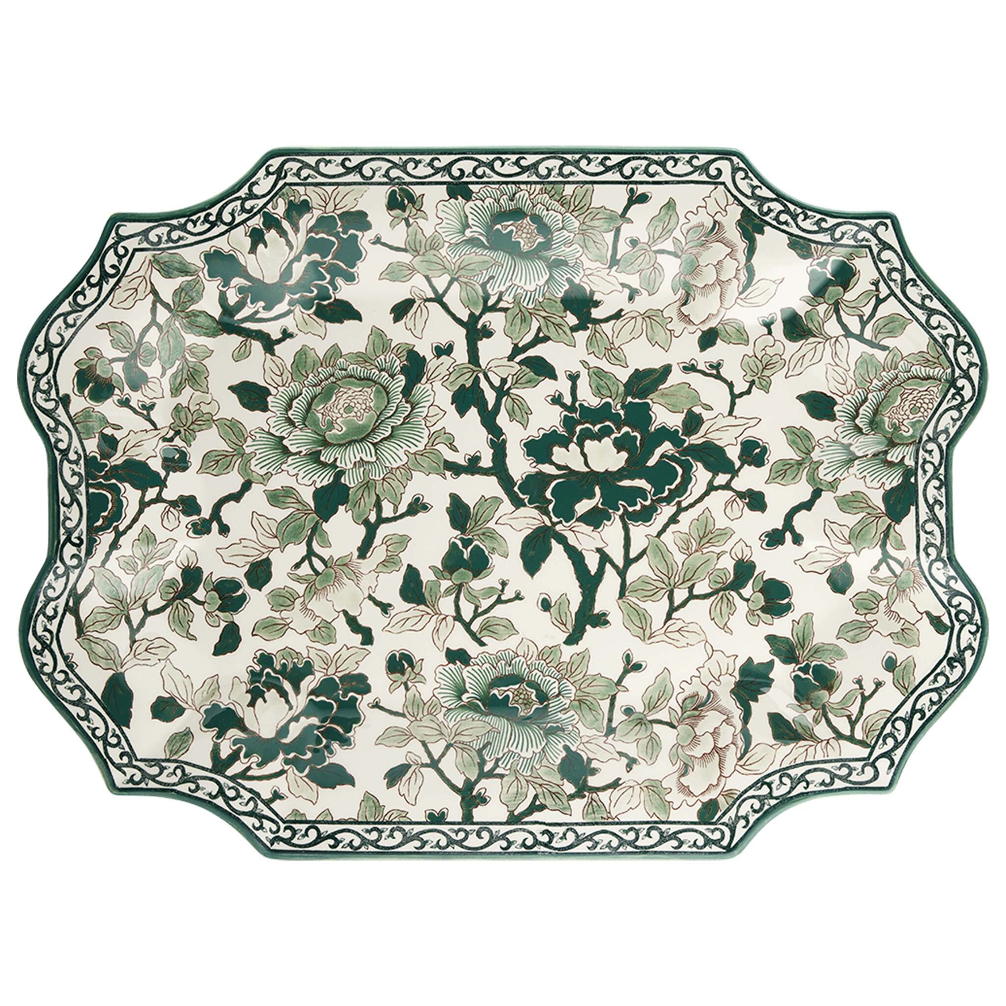Gien Serving Platter - Pivoines Vertes