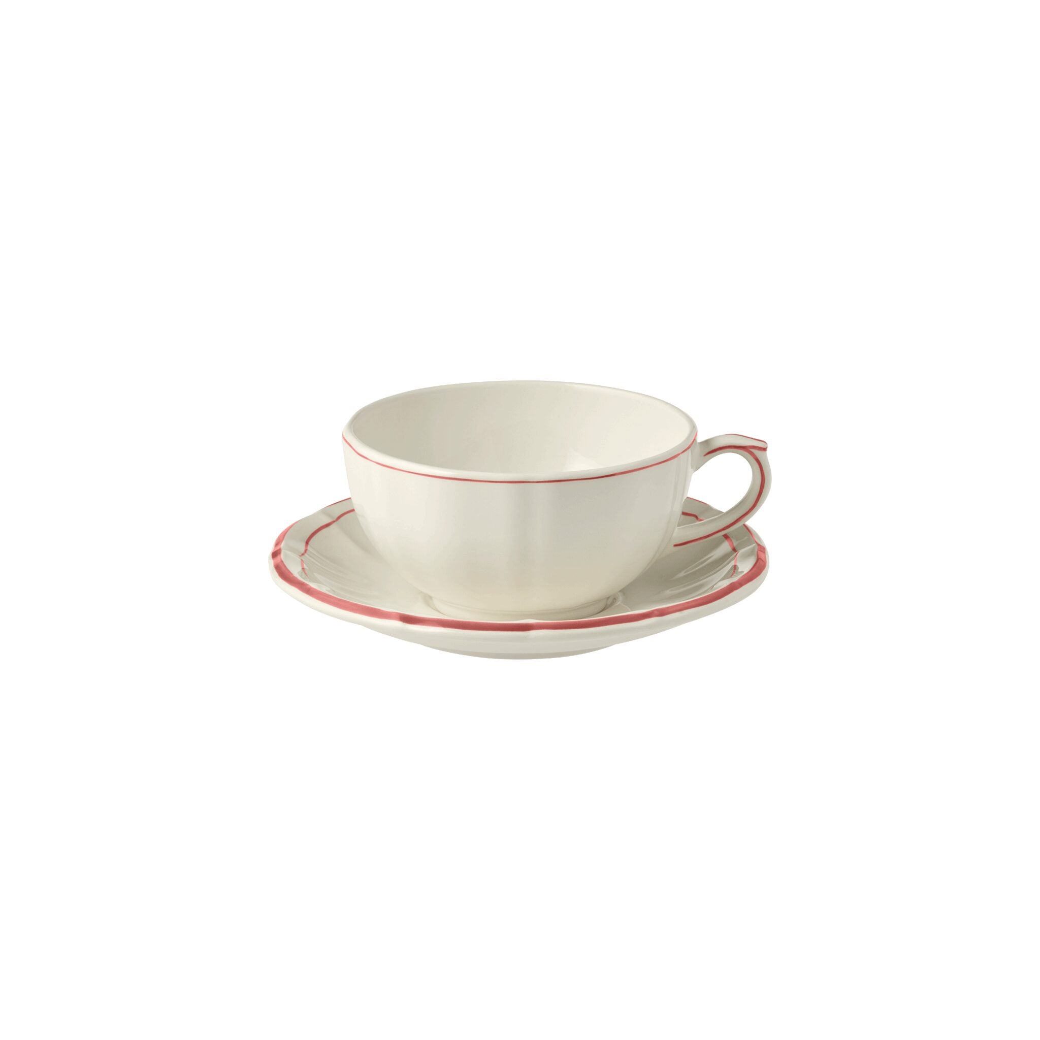Gien Set of 2 Breakfast Cups & Saucers - Filet Coral