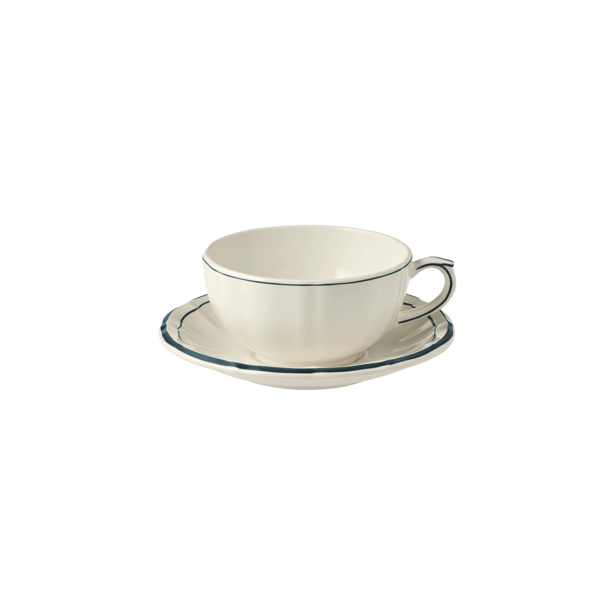 Gien Set of 2 Breakfast Cups & Saucers - Filet Ocean Blue