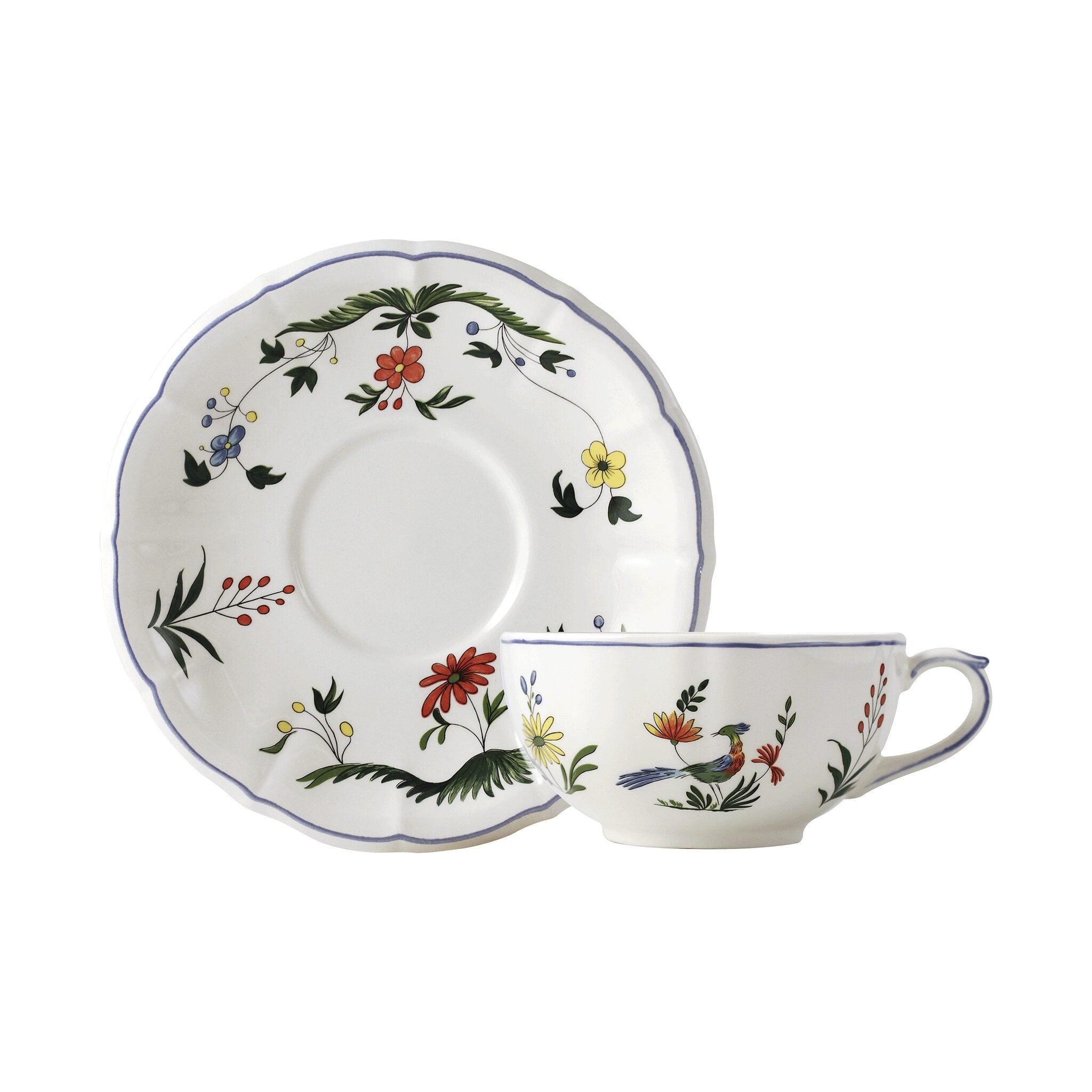 Gien Set of 2 Breakfast Cups & Saucers - Oiseaux De Paradis