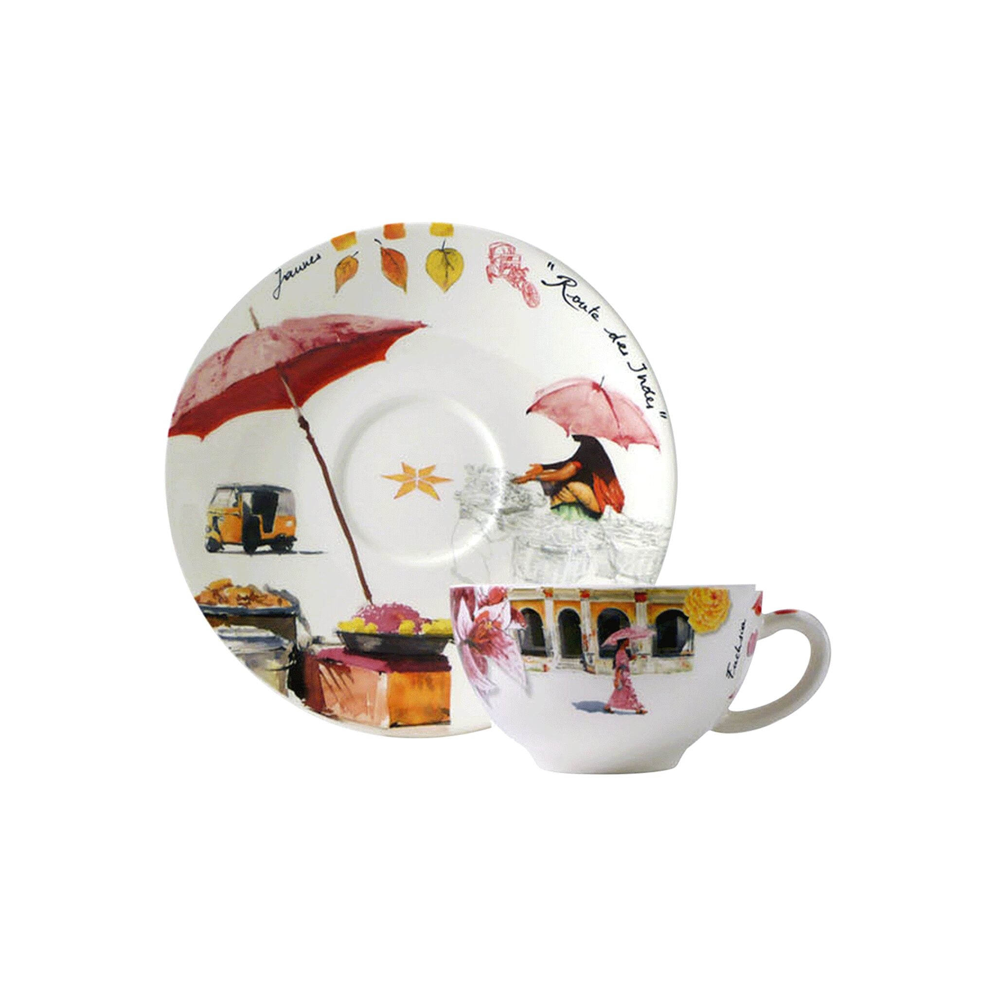 Gien Set of 2 Breakfast Cups & Saucers - Route Des Indes
