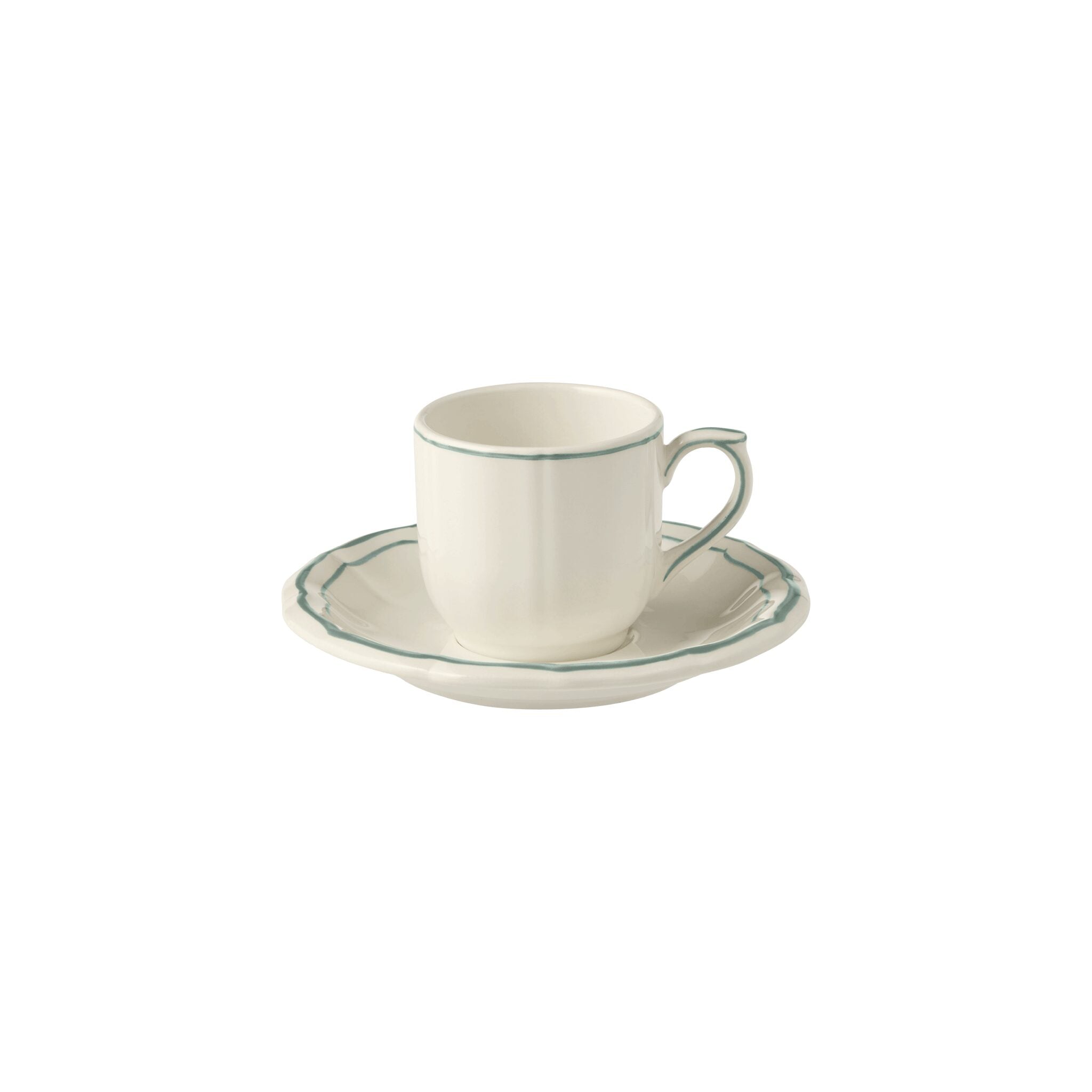 Gien Set of 2 Espresso Cups & Saucers - Filet Earth Grey