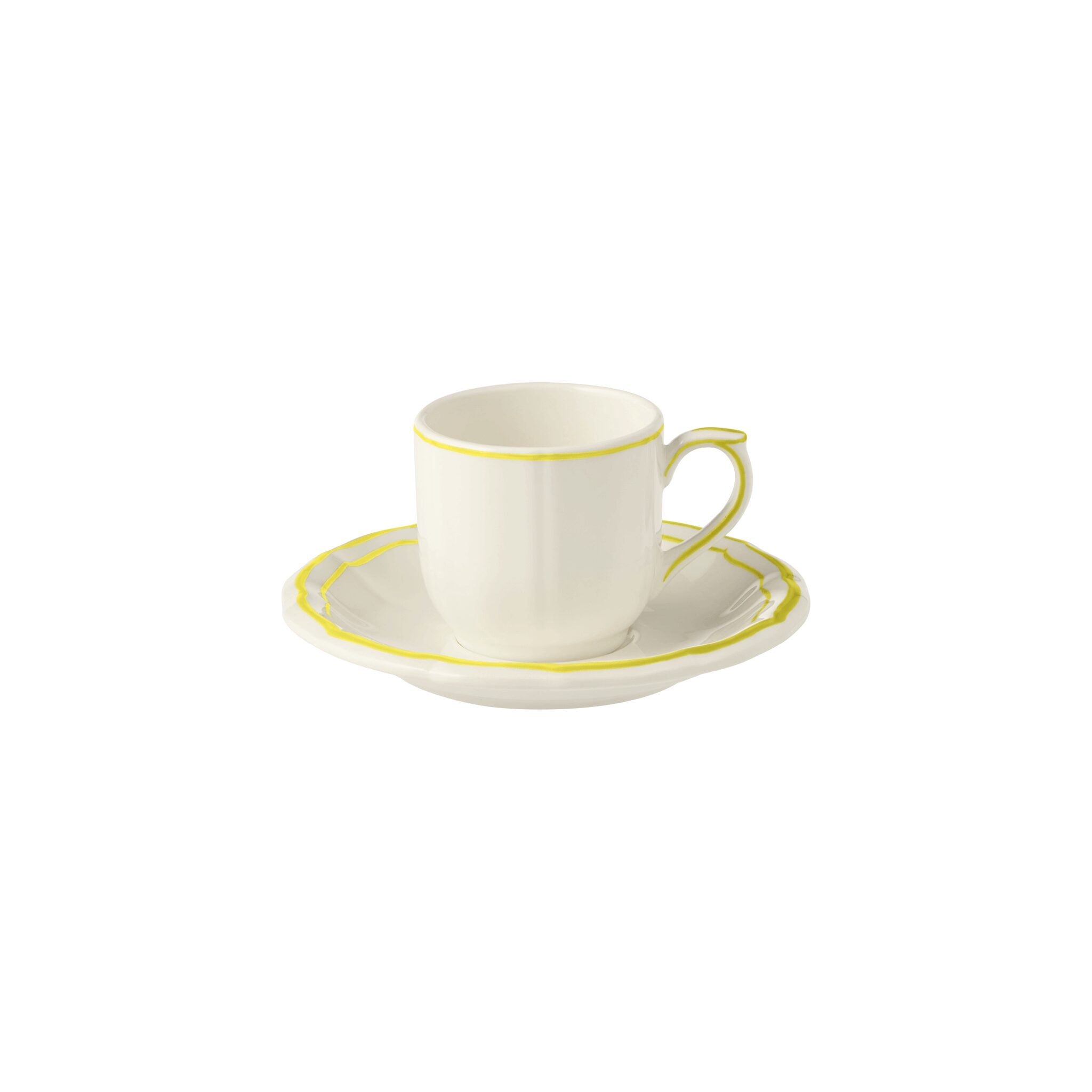 Gien Set of 2 Espresso Cups & Saucers - Filet Lemon