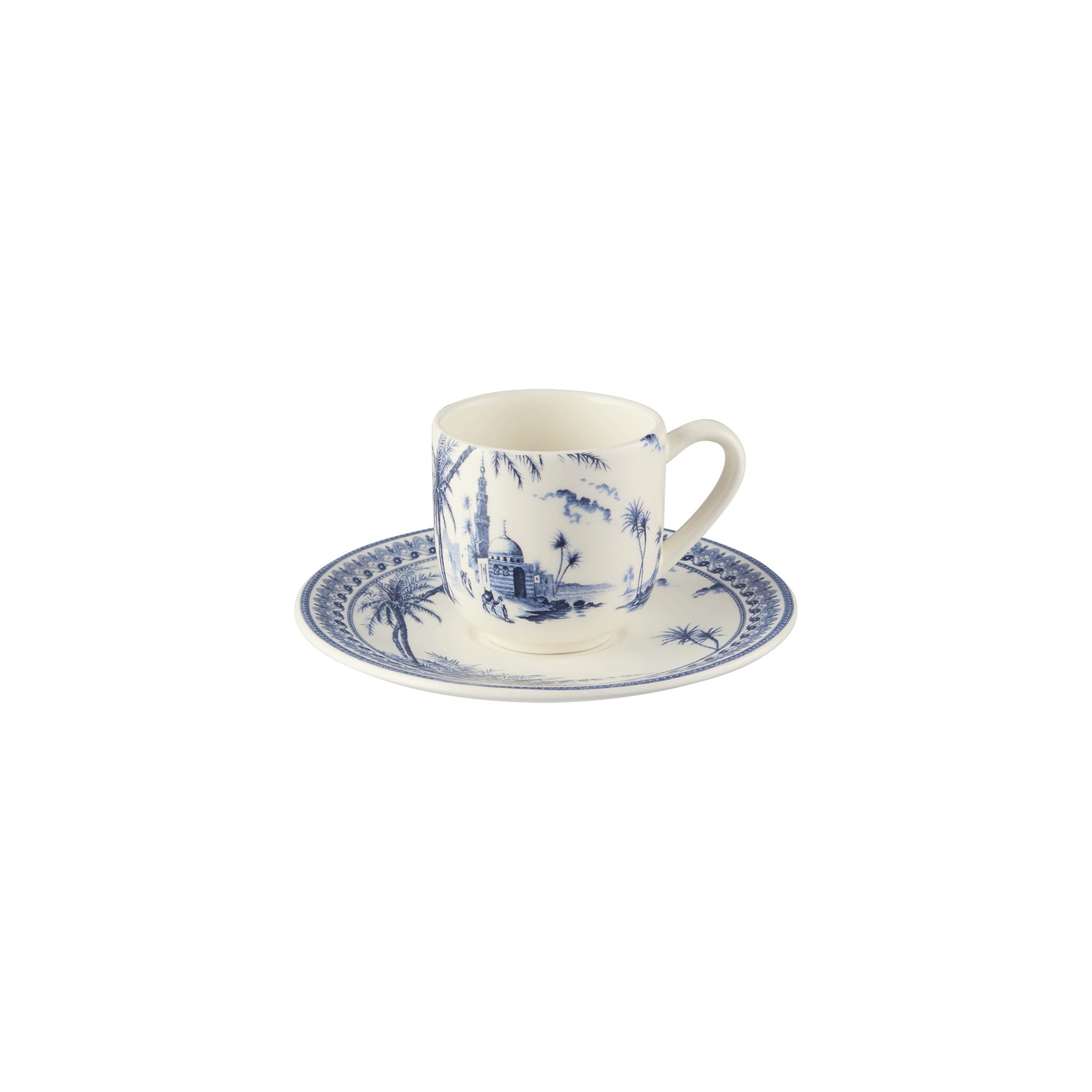 Gien Set of 2 Espresso Cups & Saucers - Les Dépareillées Blue