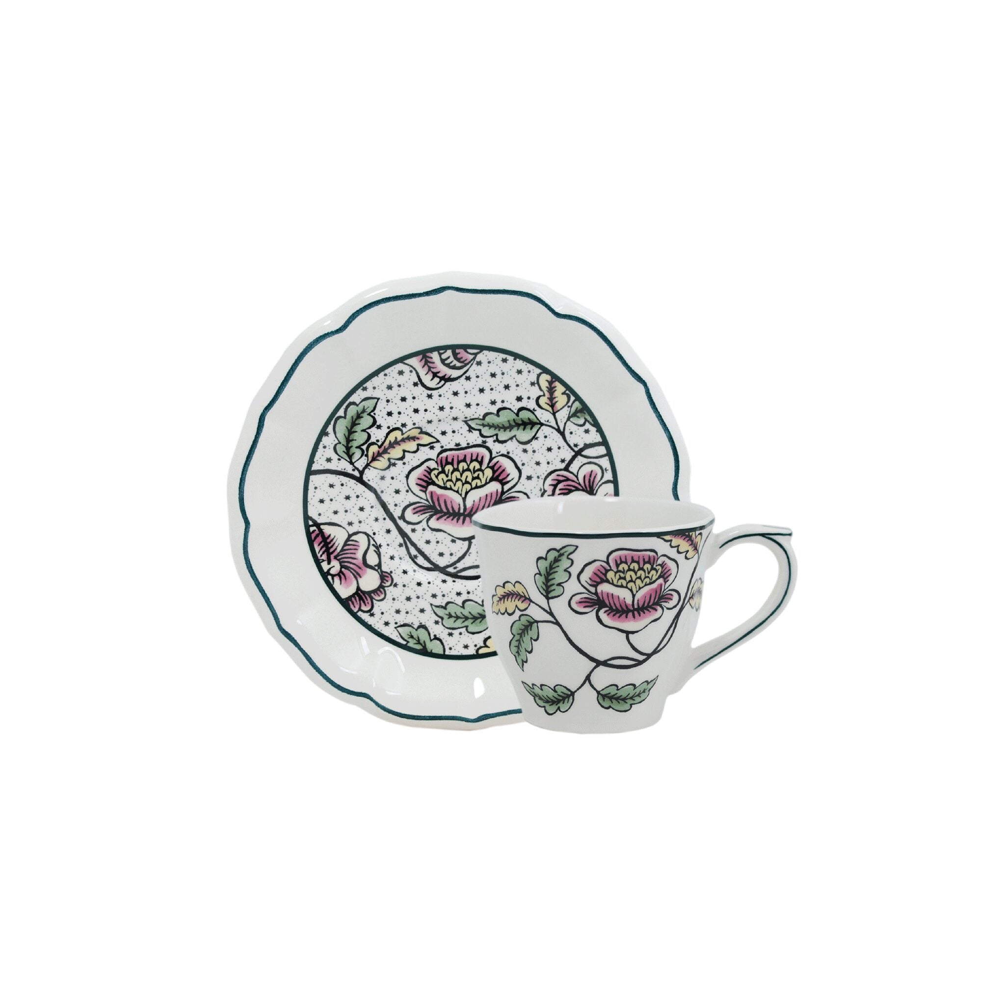 Gien Set of 2 US Tea Cups & Saucers - Dominoté