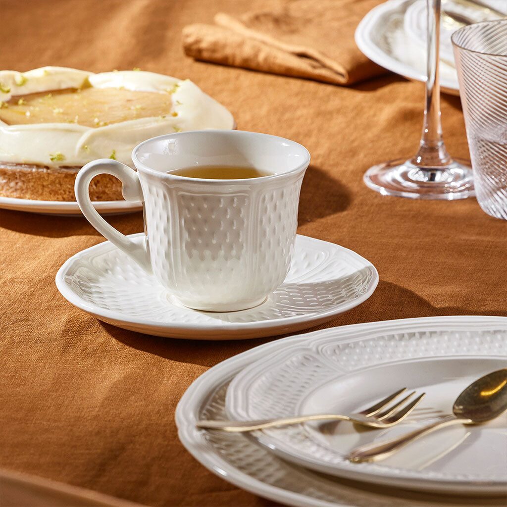 Gien Set of 2 US Tea Cups & Saucers - Pont Aux Choux White, alternate view