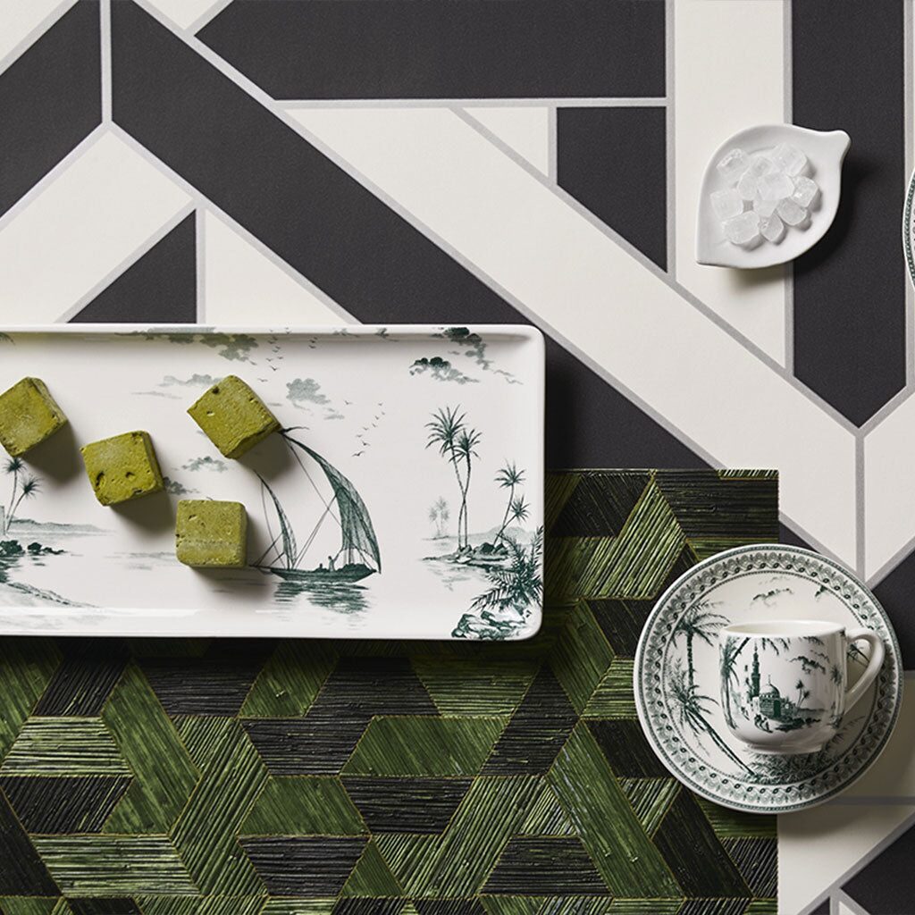 Gien Set of 4 Acrylic Coasters - Les Dépareillées Green, alternate view