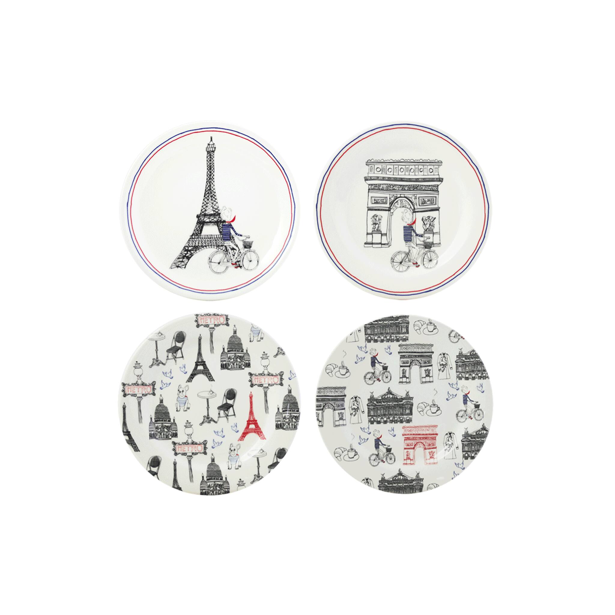 Gien Set of 4 Assorted Canape Plates - Ça C'est Paris !
