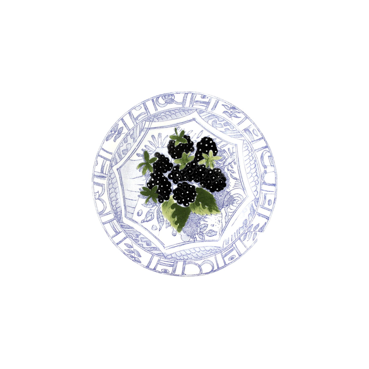 Gien Set of 4 Assorted Canape Plates - Oiseau Bleu Fruits, alternate view