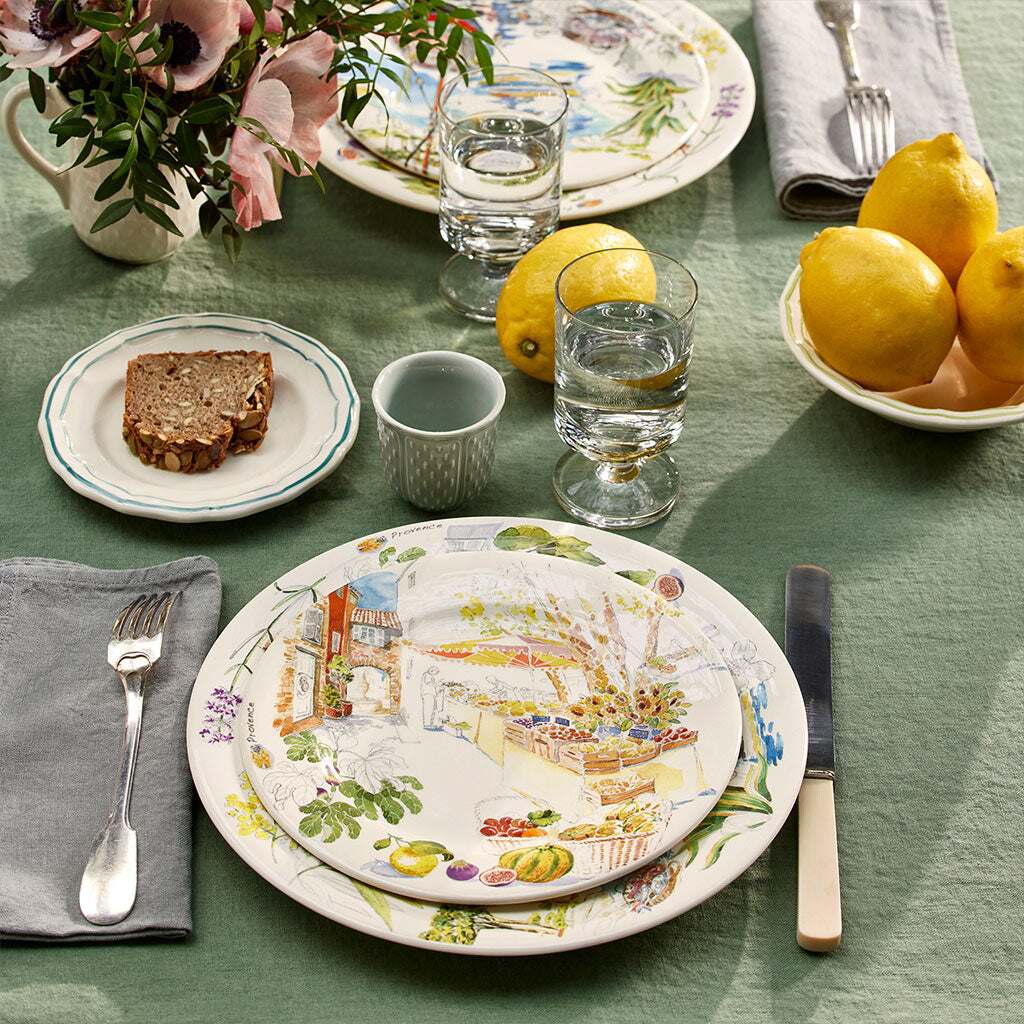 Gien Set of 4 Canape Plates - Filet Earth Grey, alternate view
