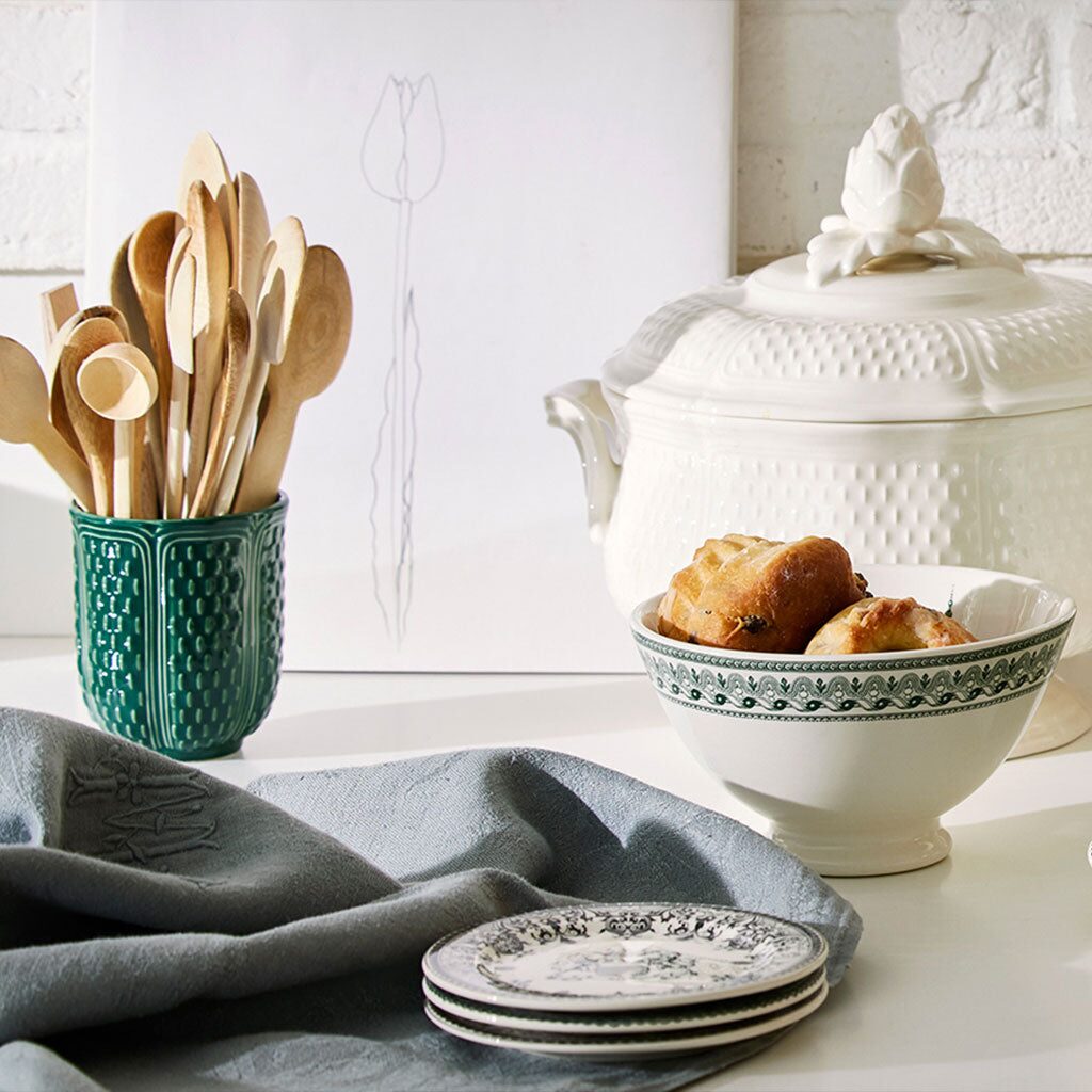 Gien Set of 4 Cereal Bowls - Les Dépareillées Green, alternate view