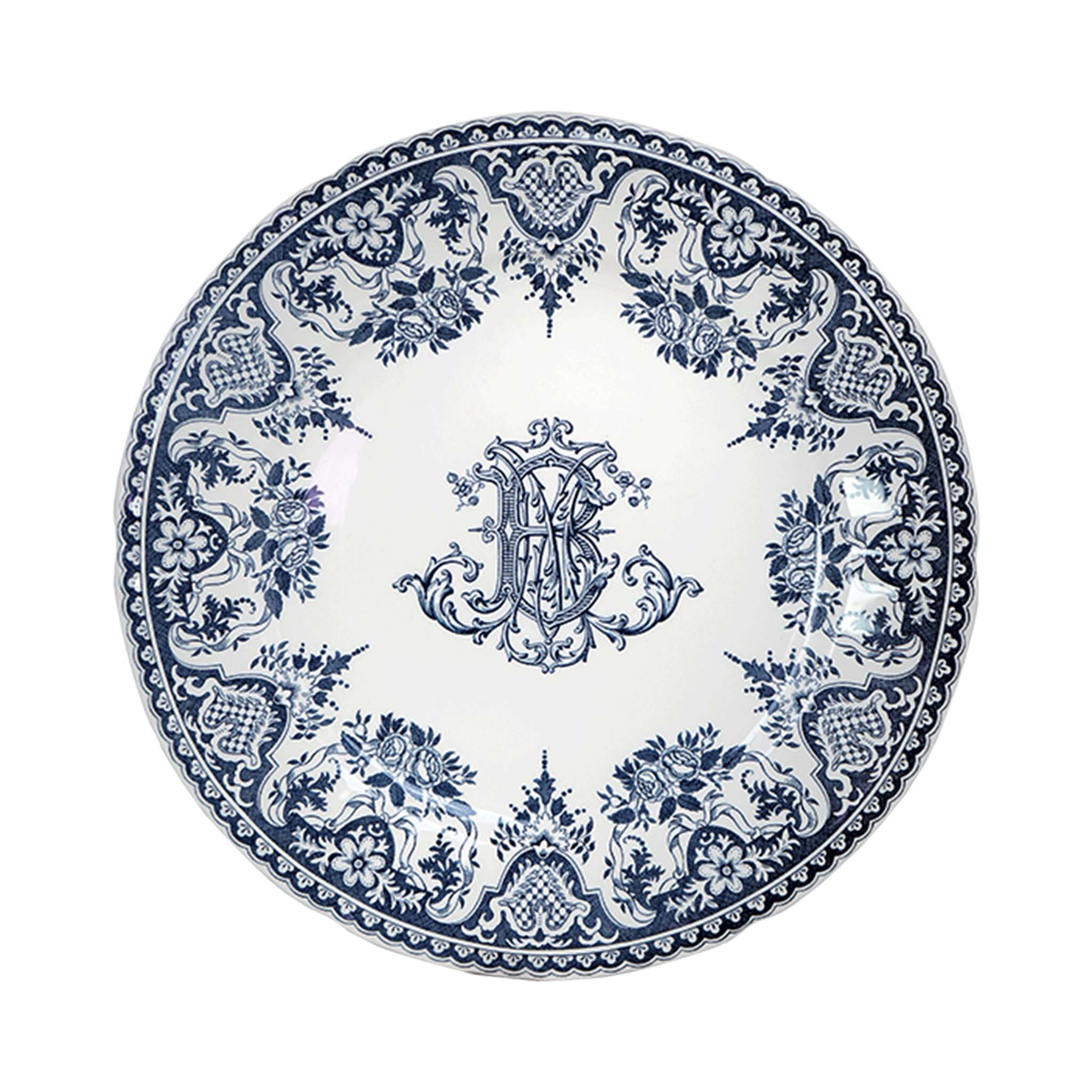 Gien Set of 4 Dinner Plates Monogramme - Les Dépareillées Blue