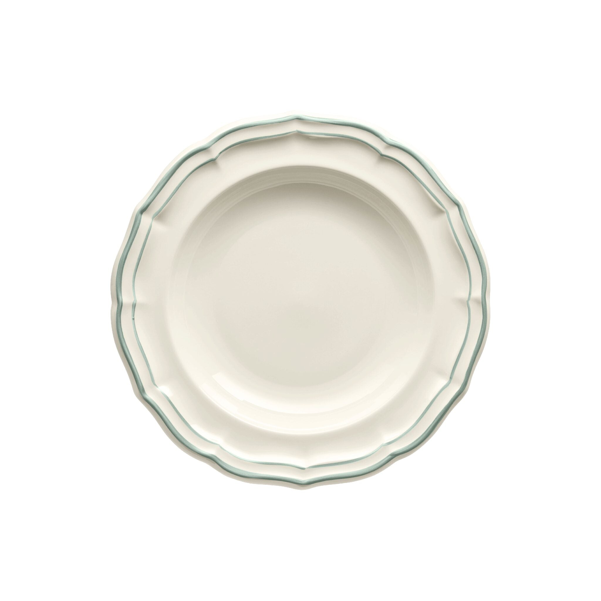 Gien Set of 4 Rim Soups - Filet Earth Grey Soup Plates & Rimmed Soup Bowl