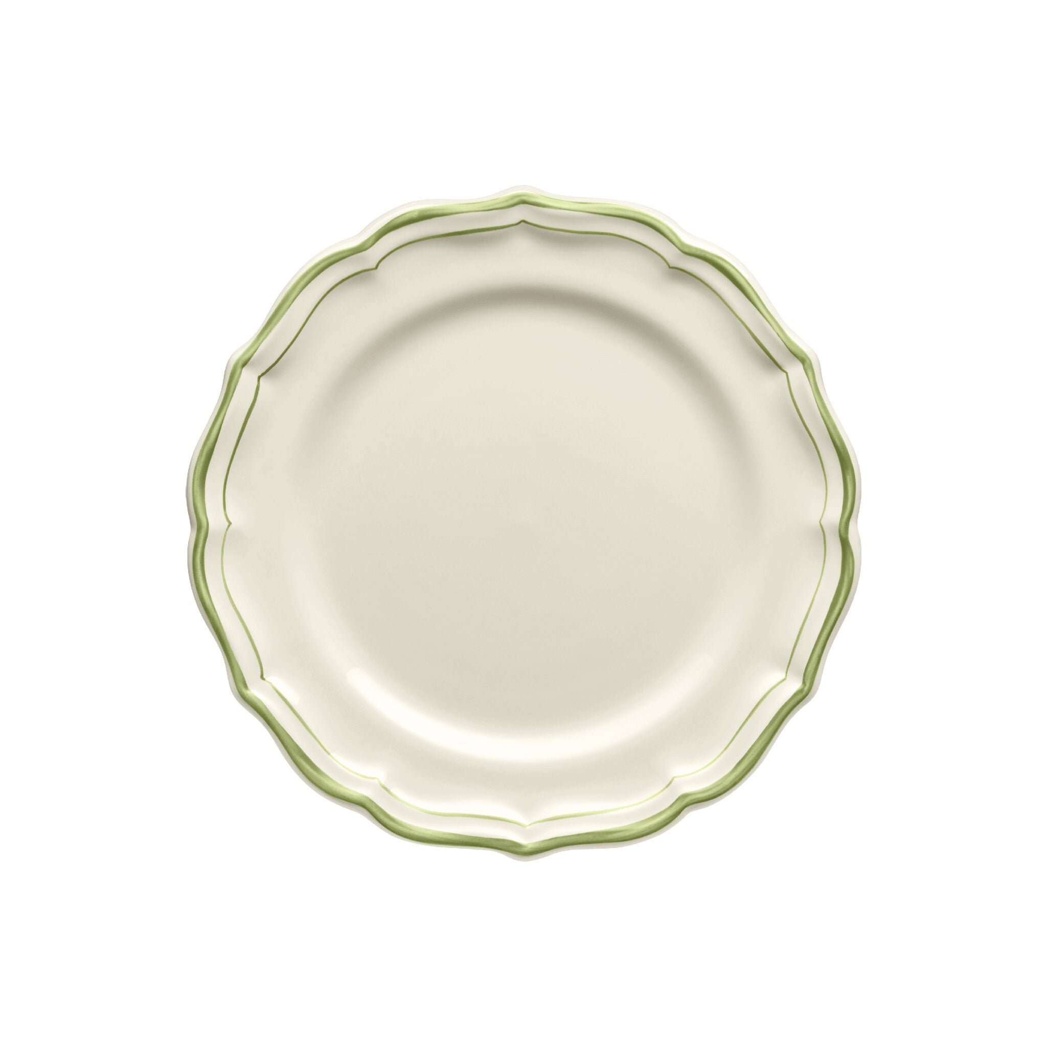 Gien Set of 4 Rim Soups - Filet Green Soup Plates & Rimmed Soup Bowl